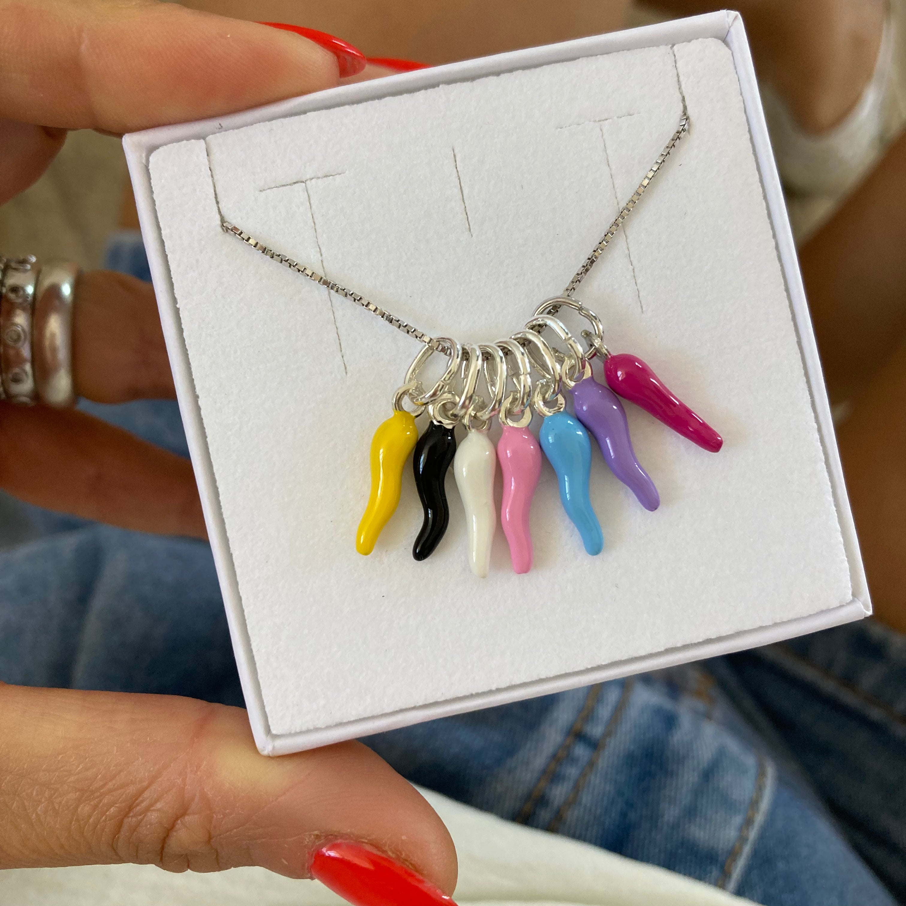 collana con cornetto colorato a scelta. RabiosaJewels. argento 925