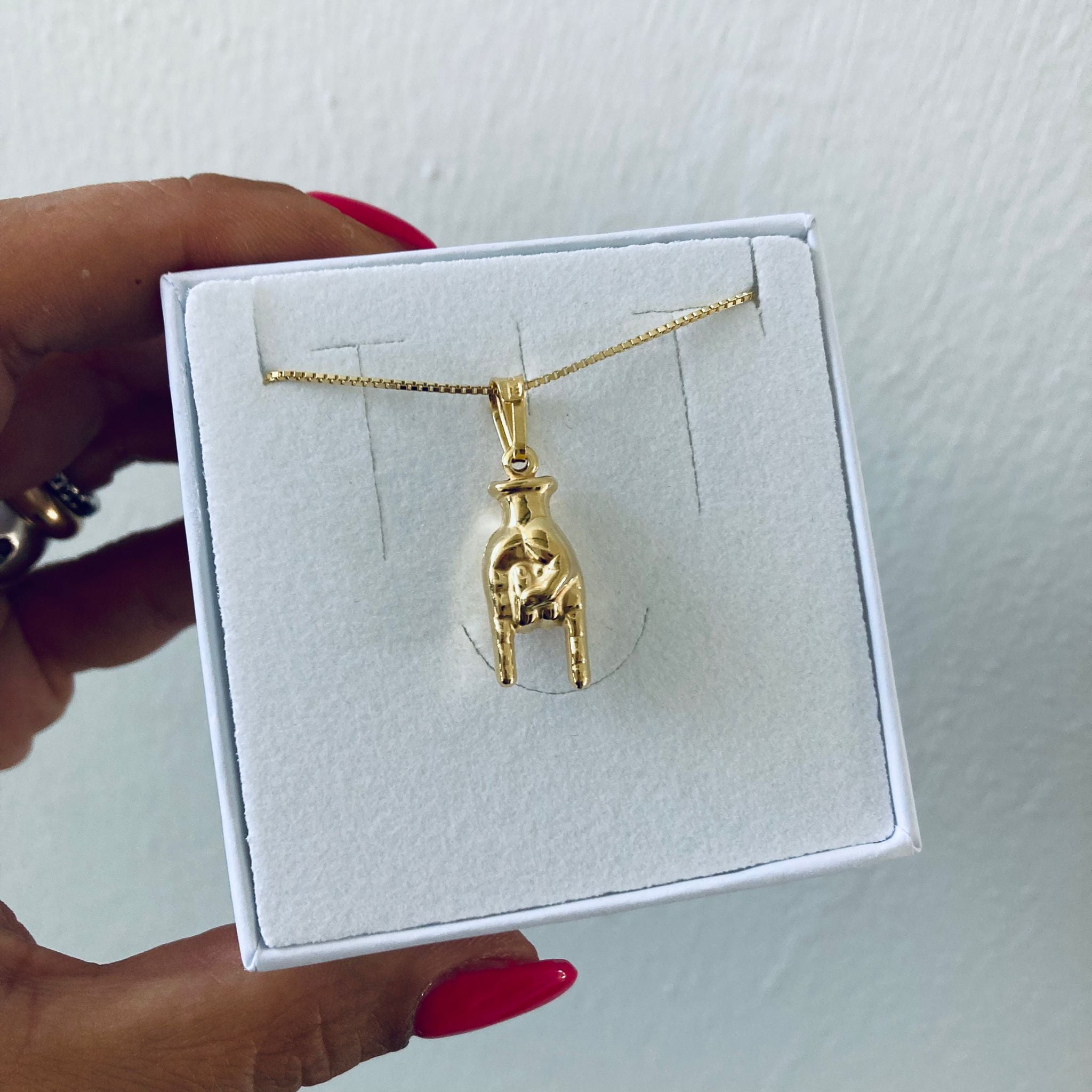 RabiosaJewels. collana in argento925 con corna portafortuna. versione gold