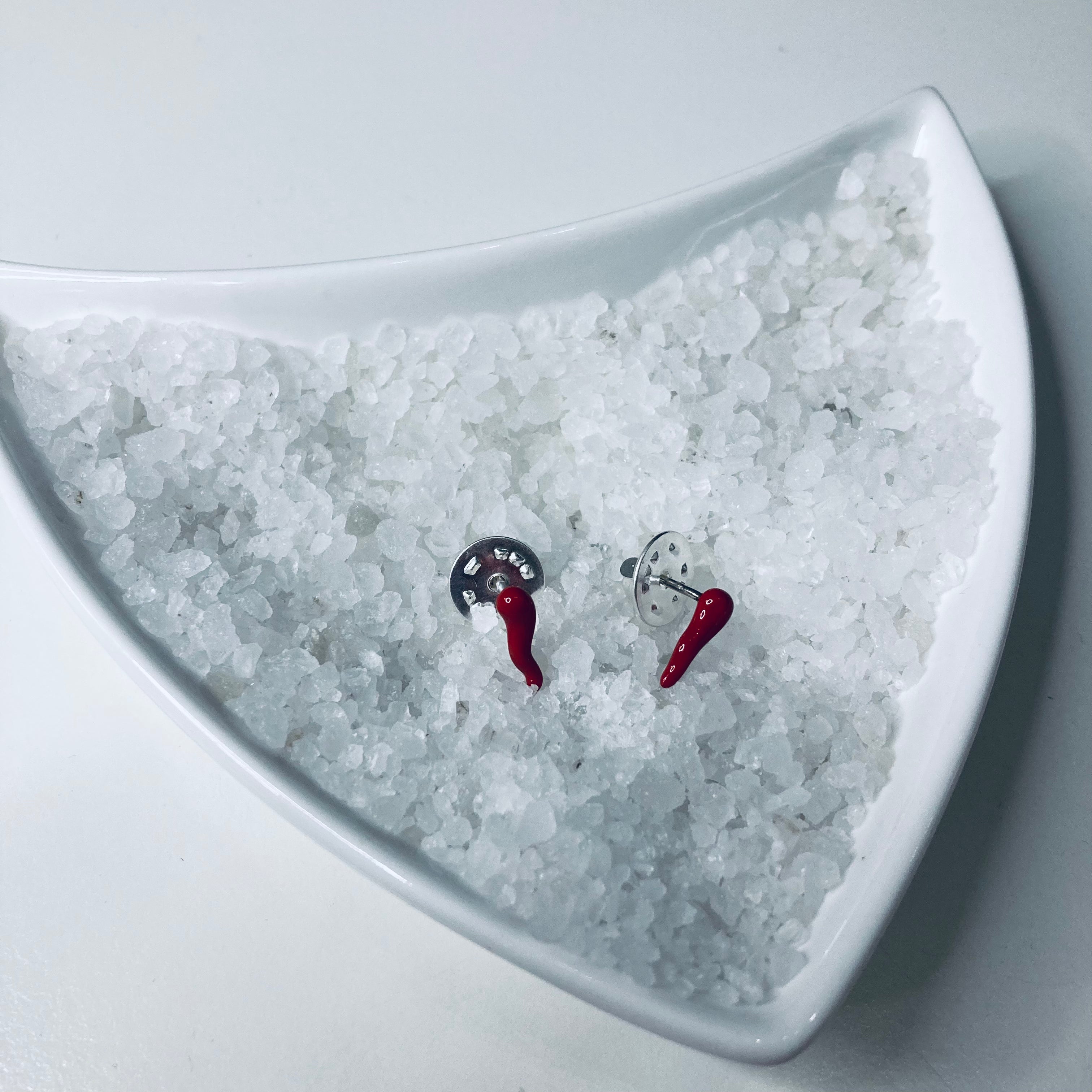 spilla corno rosso napoletano in argento 925 di RabiosaJewels