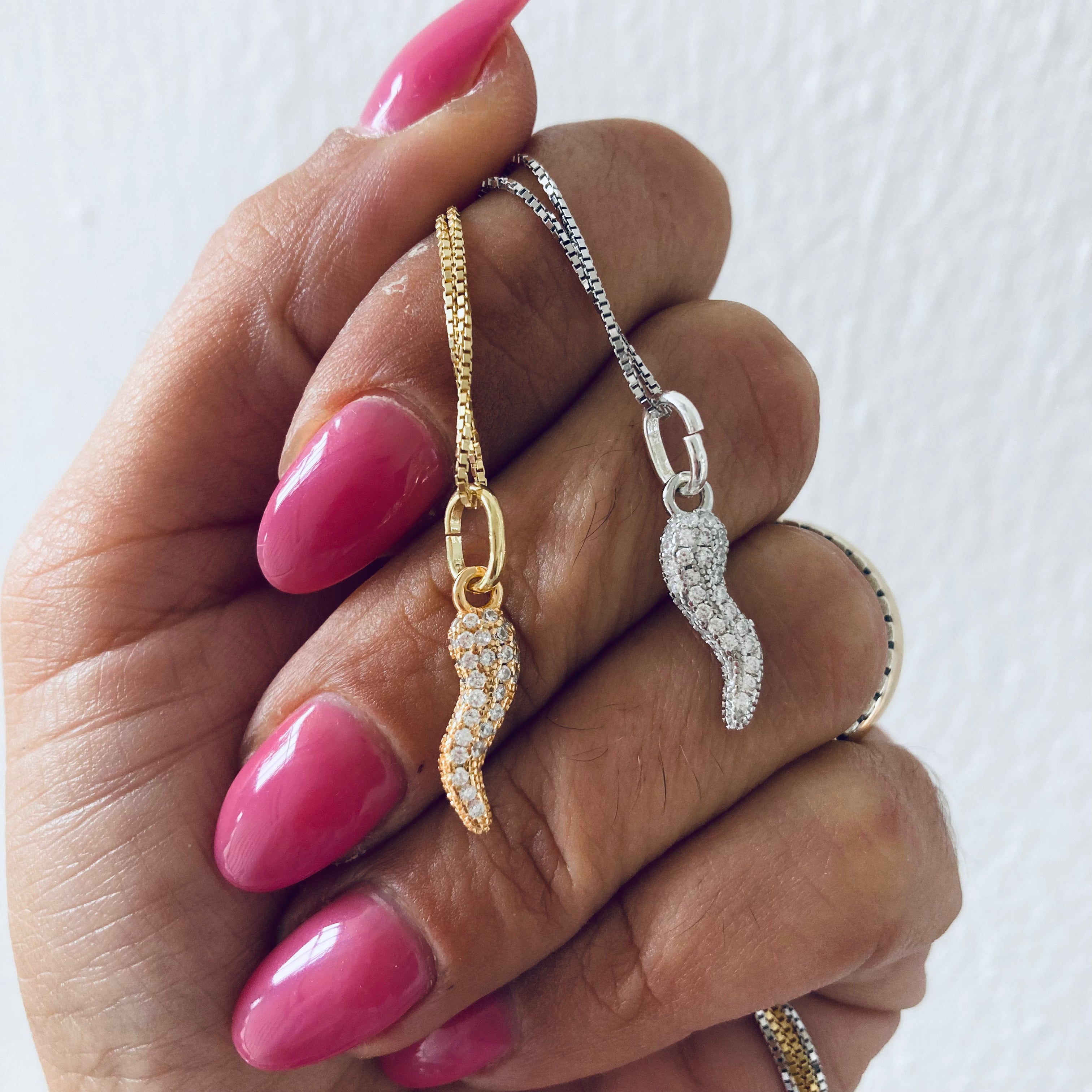 collana corno pavé di zirconi in argento 925. RabiosaJewels