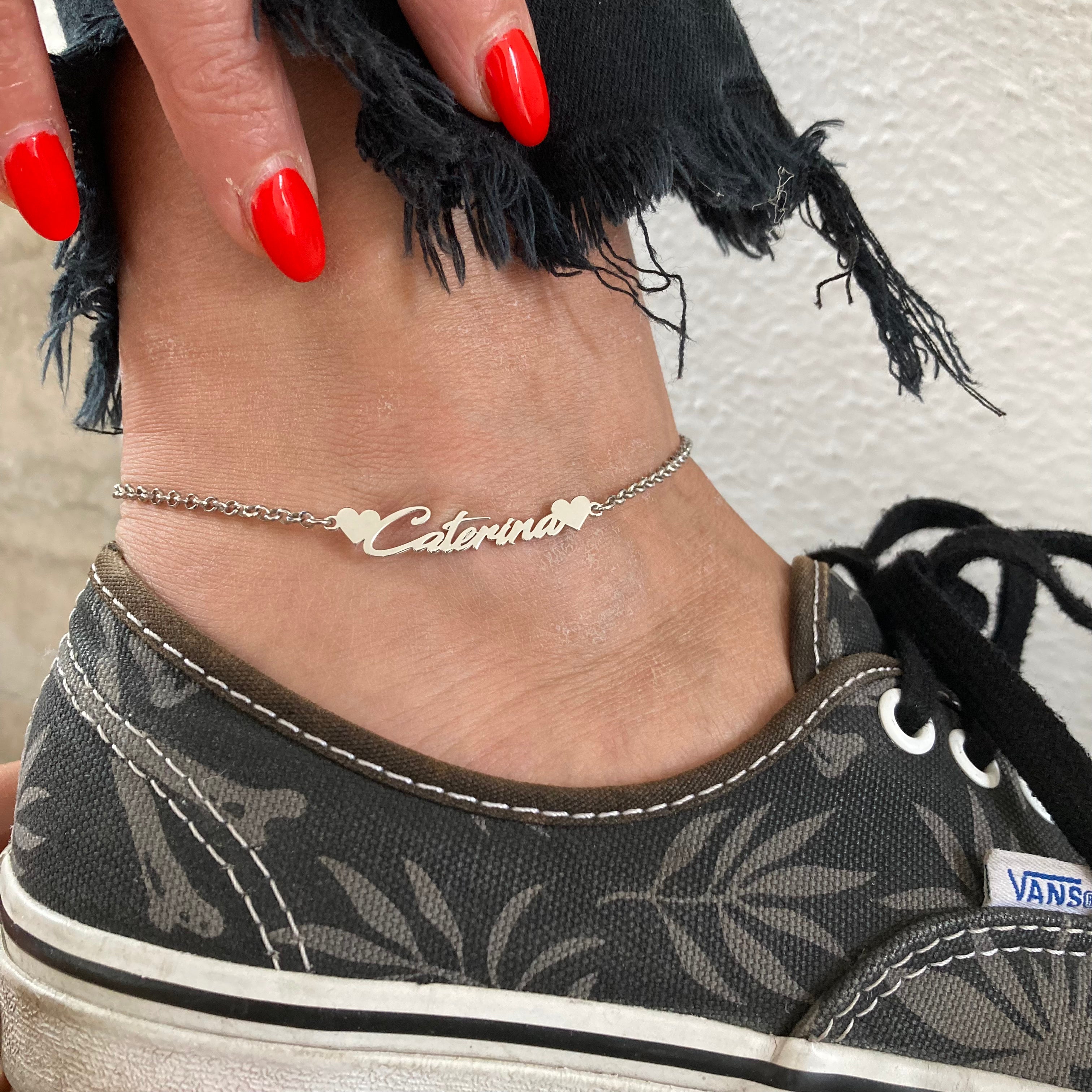 cavigliera nome in argento 925 di RabiosaJewels