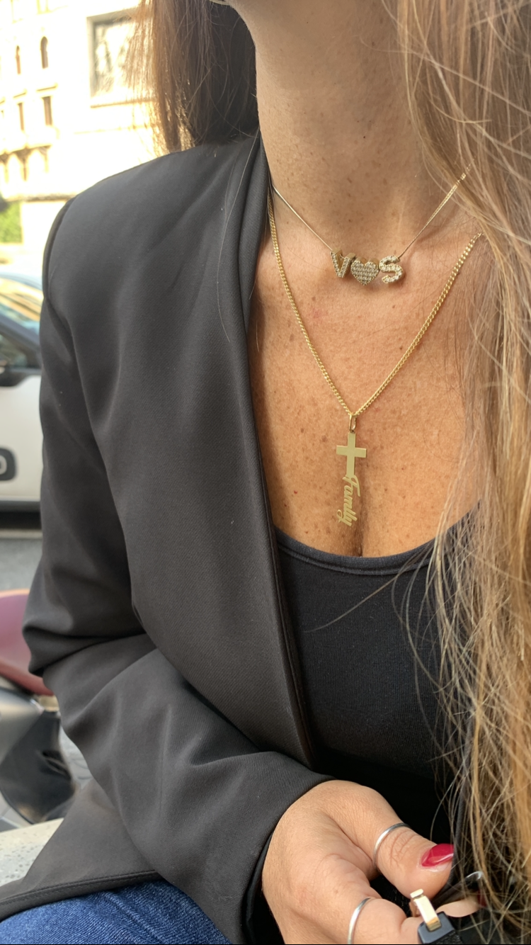 collana croce mia in argento 925 personalizzabile con qualsiasi nome o parola. RabiosaJewels