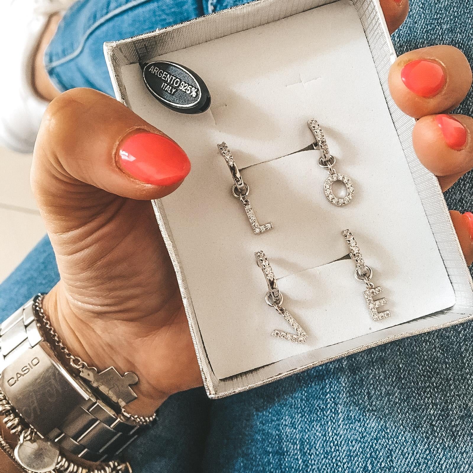 Mono hoops iniziale in argento925 con zirconi. Rabiosajewels (4452685971519)