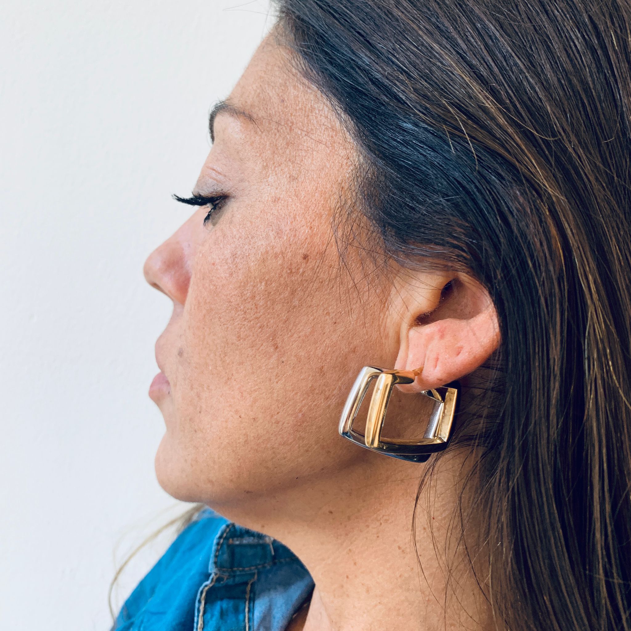 orecchini rettangolari di RabiosaJewels in argento 925. misura 2x3. disponibili color oro e argento