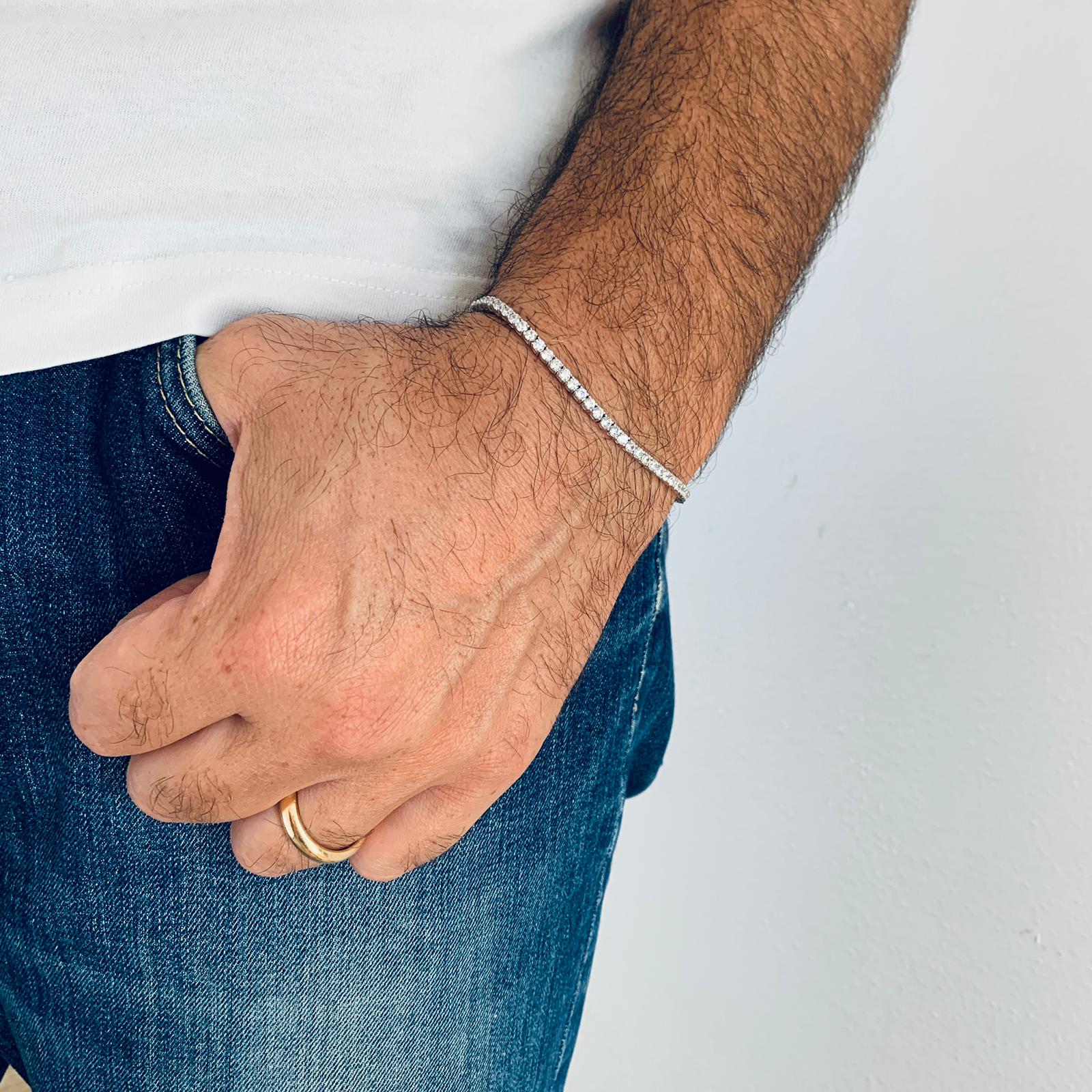 Bracciale tennis uomo in argento 925 con zirconi bianchi. rabiosa Jewels
