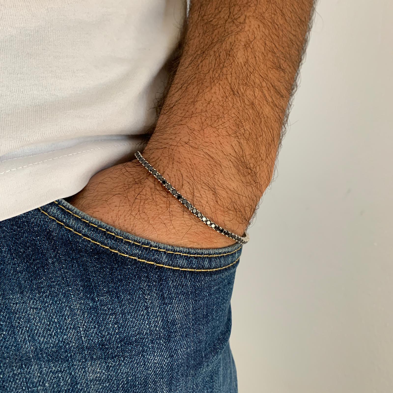 Bracciale tennis uomo in argento 925 con zirconi neri. Rabiosa Jewels
