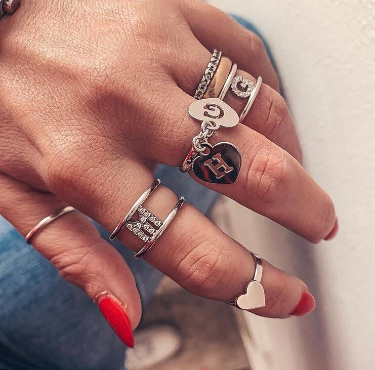 Anello DOPPIO CUORE INIZIALE
