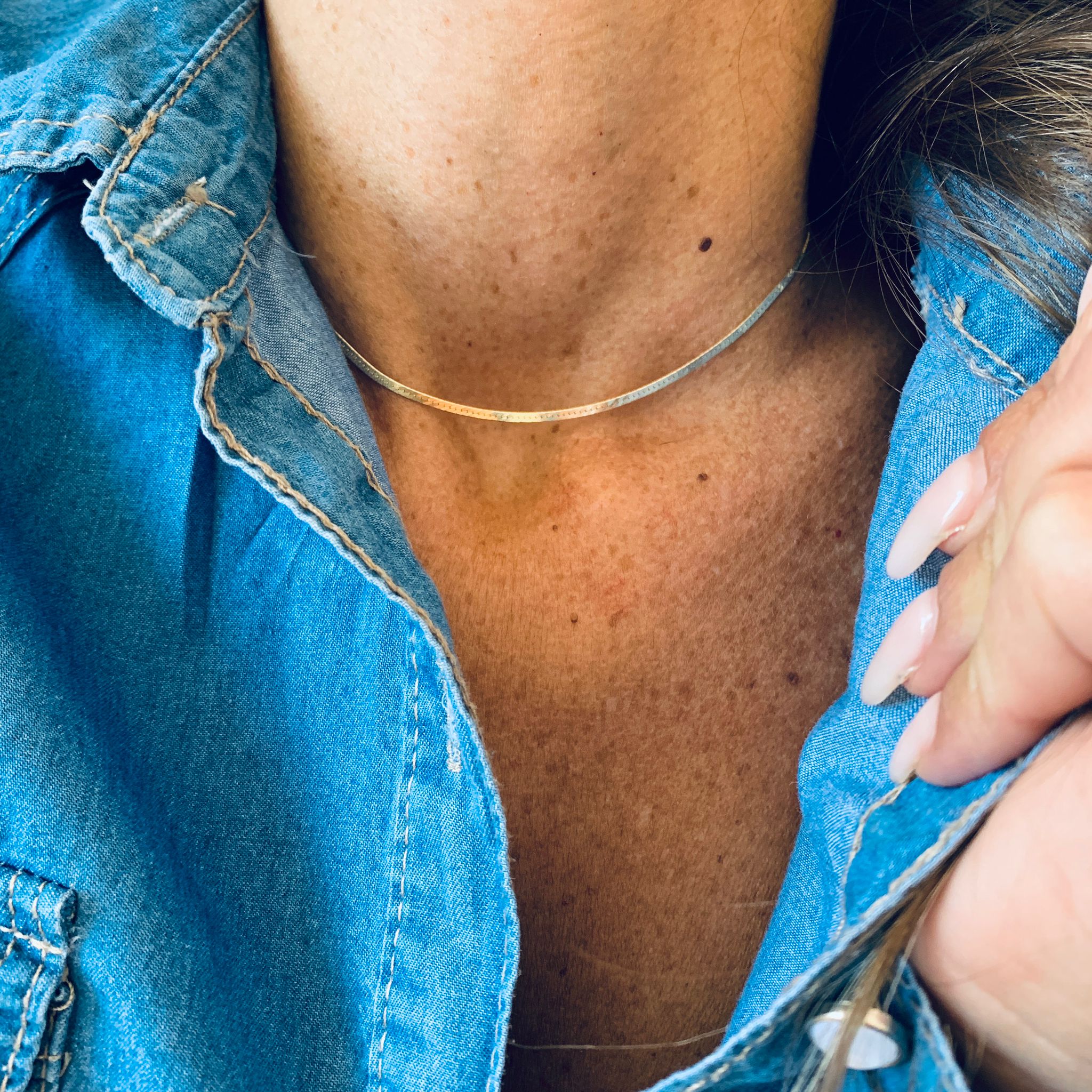 collana mini snake 2mm in argento 925. collana piatta. lunghezza 35cm + cerchietti regolatori