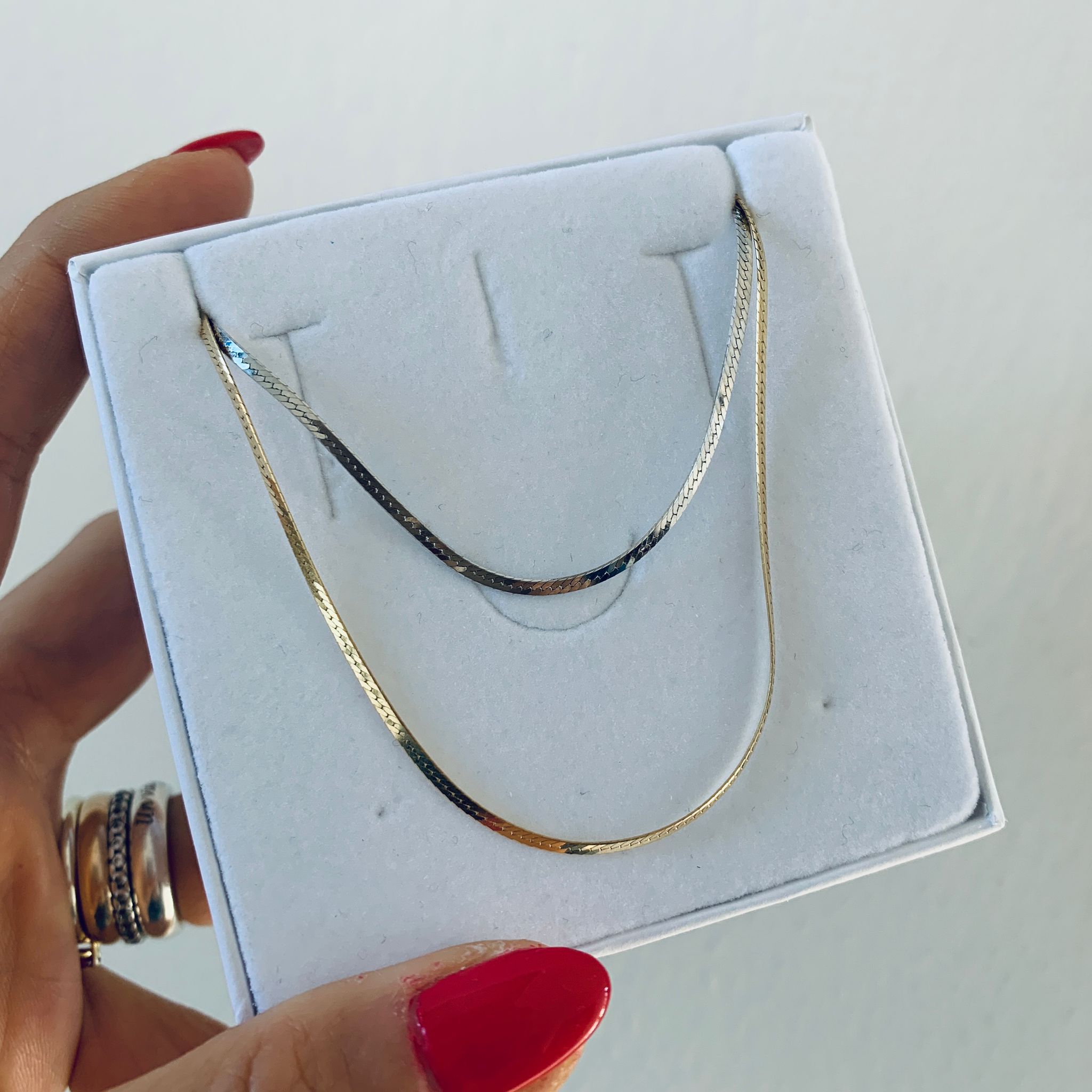 collana mini snake 2mm in argento 925. collana piatta. lunghezza 35cm + cerchietti regolatori