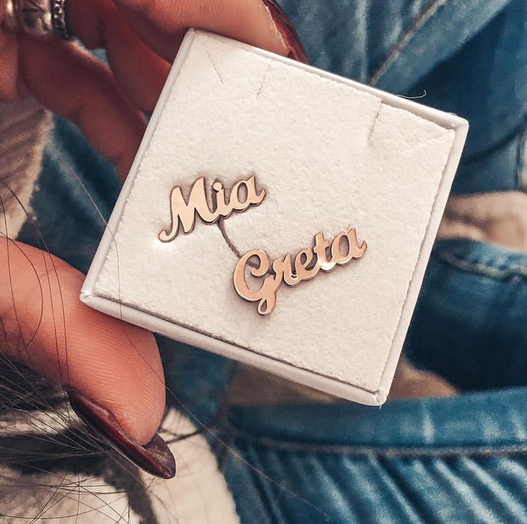 mono orecchino nome da lobo in argento 925. rabiosajewels