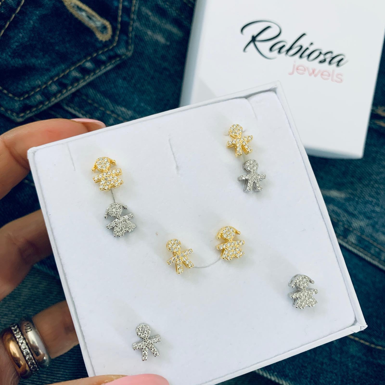 orecchini da lobo baby amorini di rabiosajewels in argento 925 con pavé di zirconi