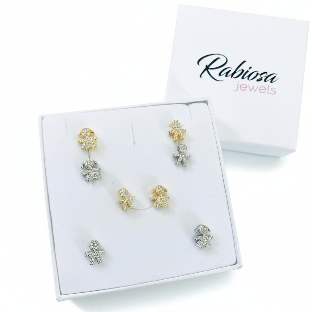 orecchini da lobo baby amorini di rabiosajewels in argento 925 con pavé di zirconi