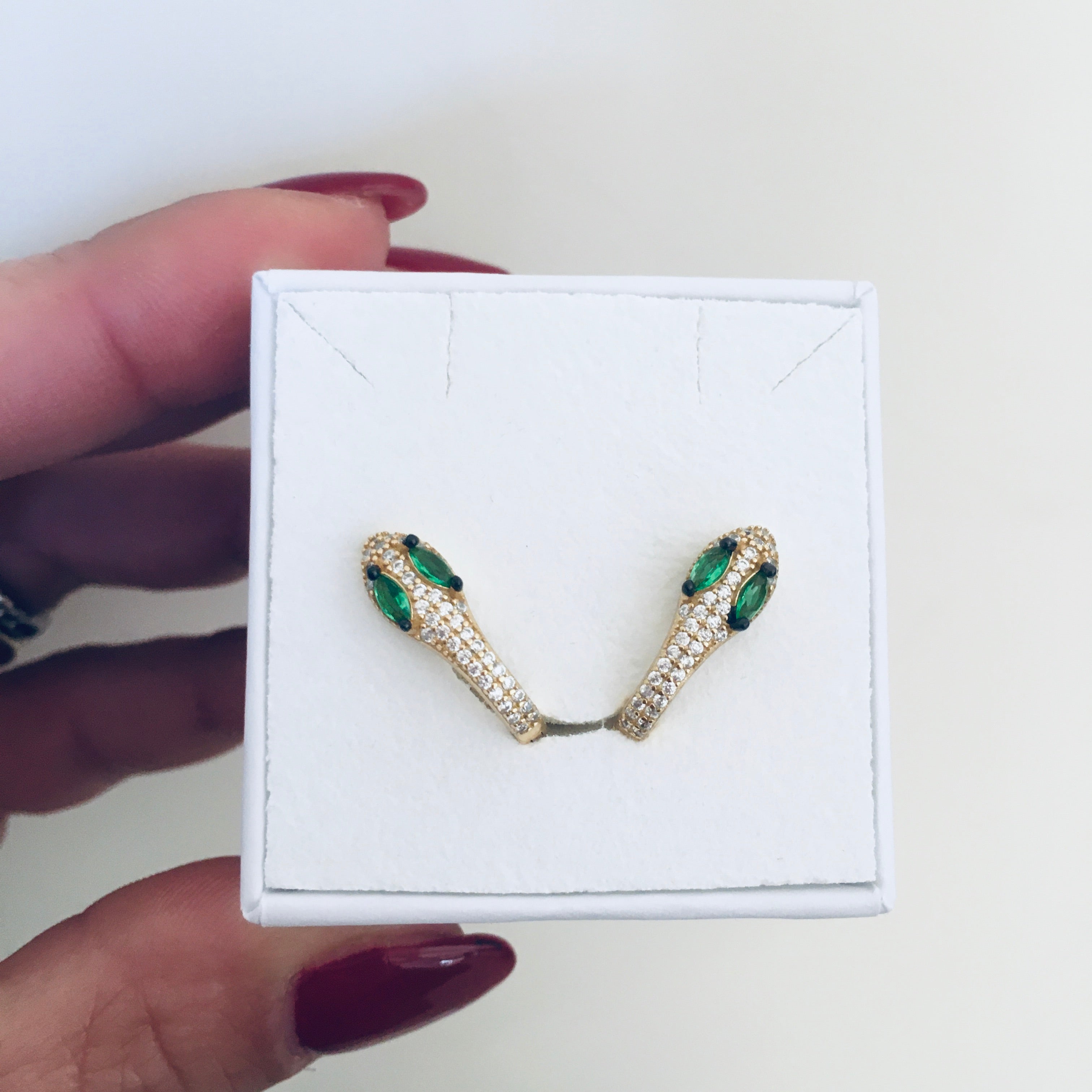 coppia di hoops Serpente in argento 925 e zirconi di rabiosajewels. gold.oreechini 1cm.orecchini serpente