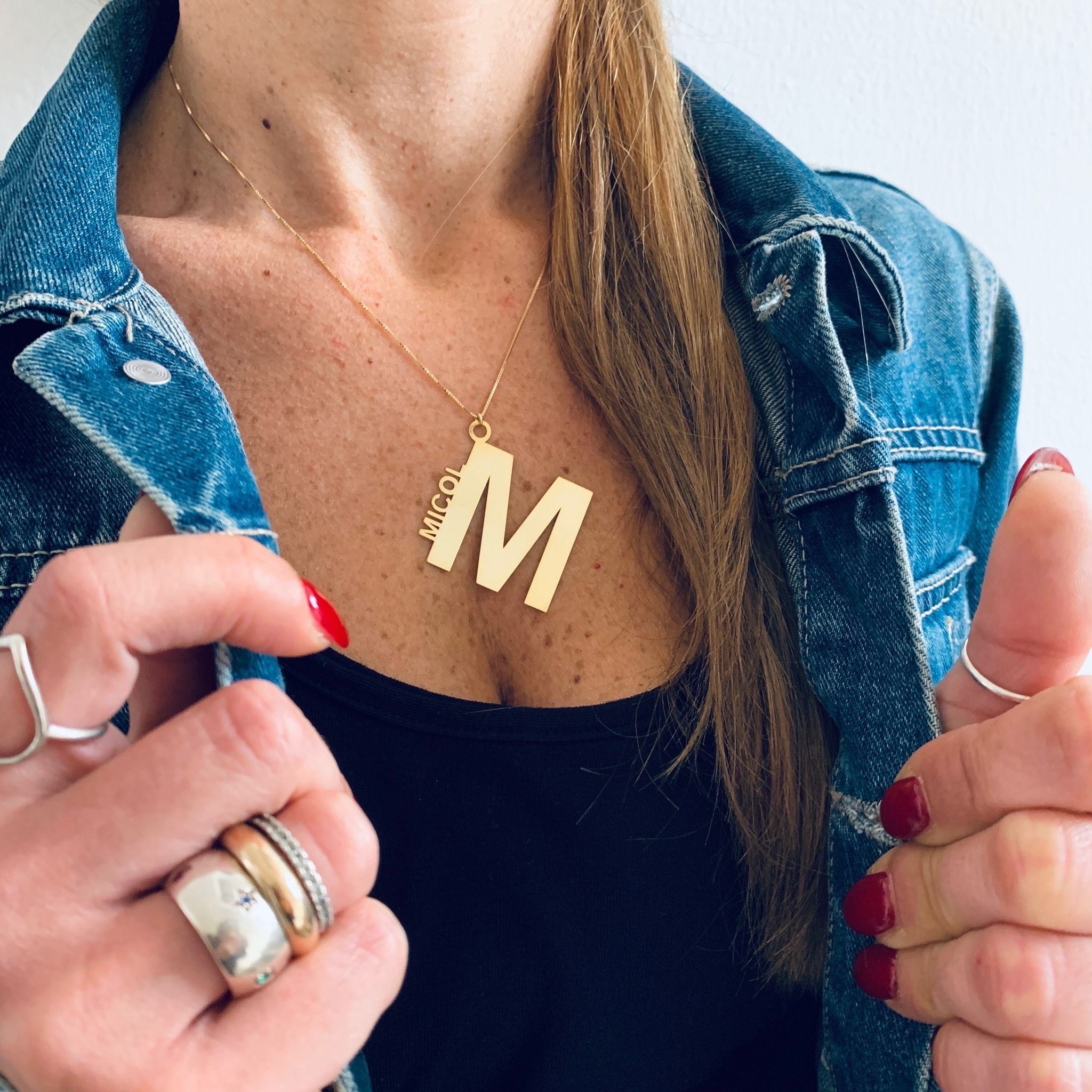 collana con ciondolo iniziale più nome. argento 925.rabiosajewels