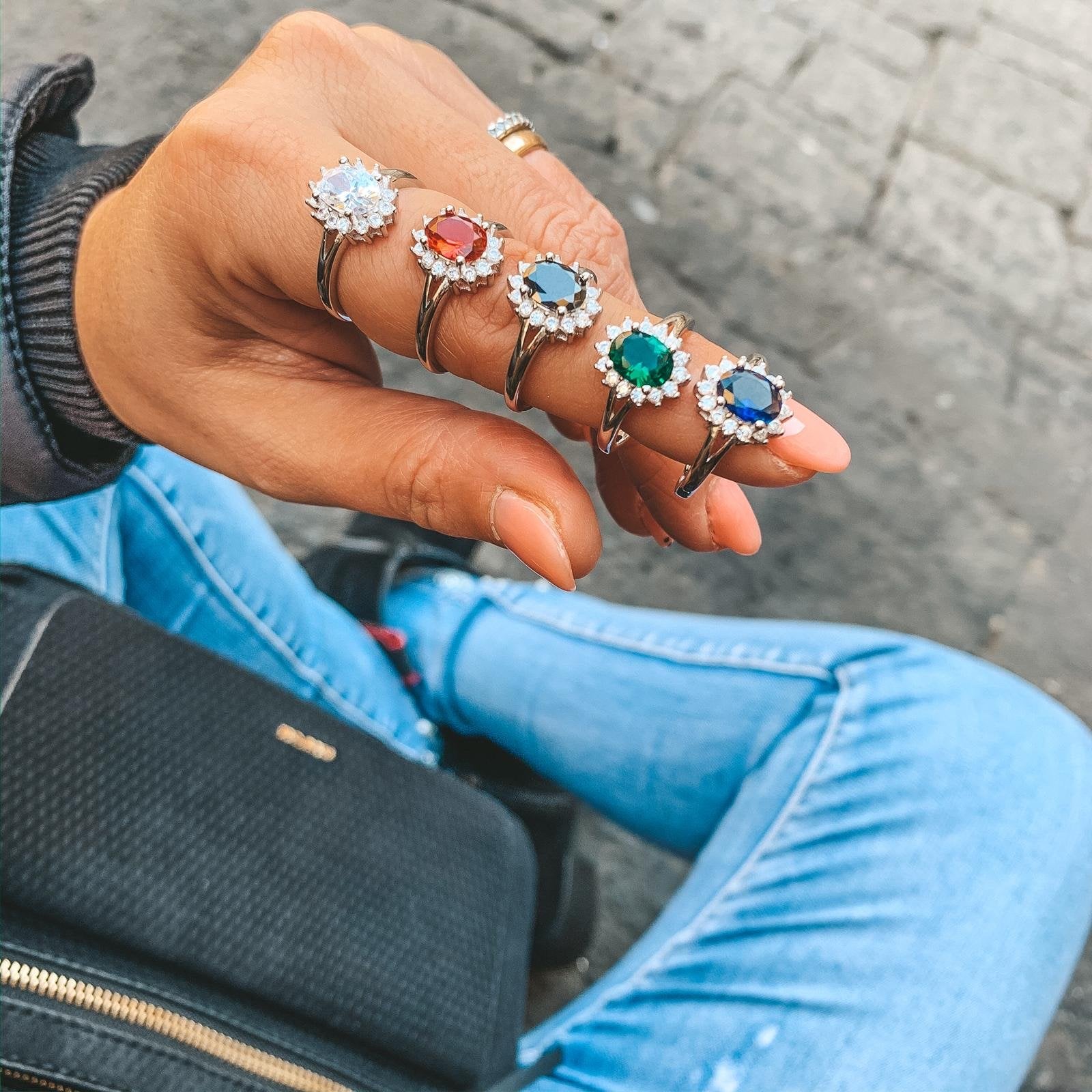 RabiosaJewels. Anello Kate in argento e zirconi. Regolabile. (4463420637247)