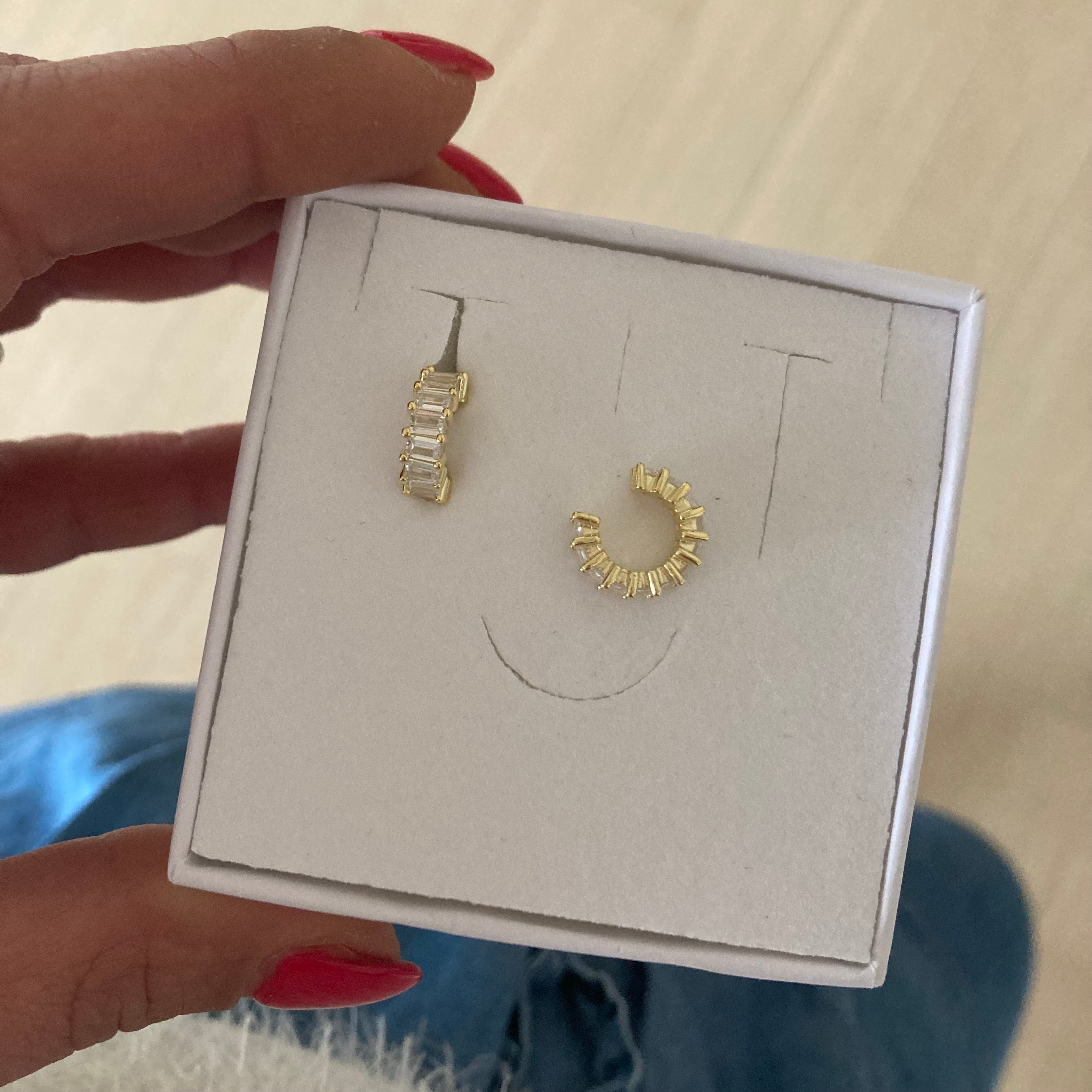 earcuff baguette con zirconi a taglio baguette bianchi_rabiosaJewels_gold_argento 925