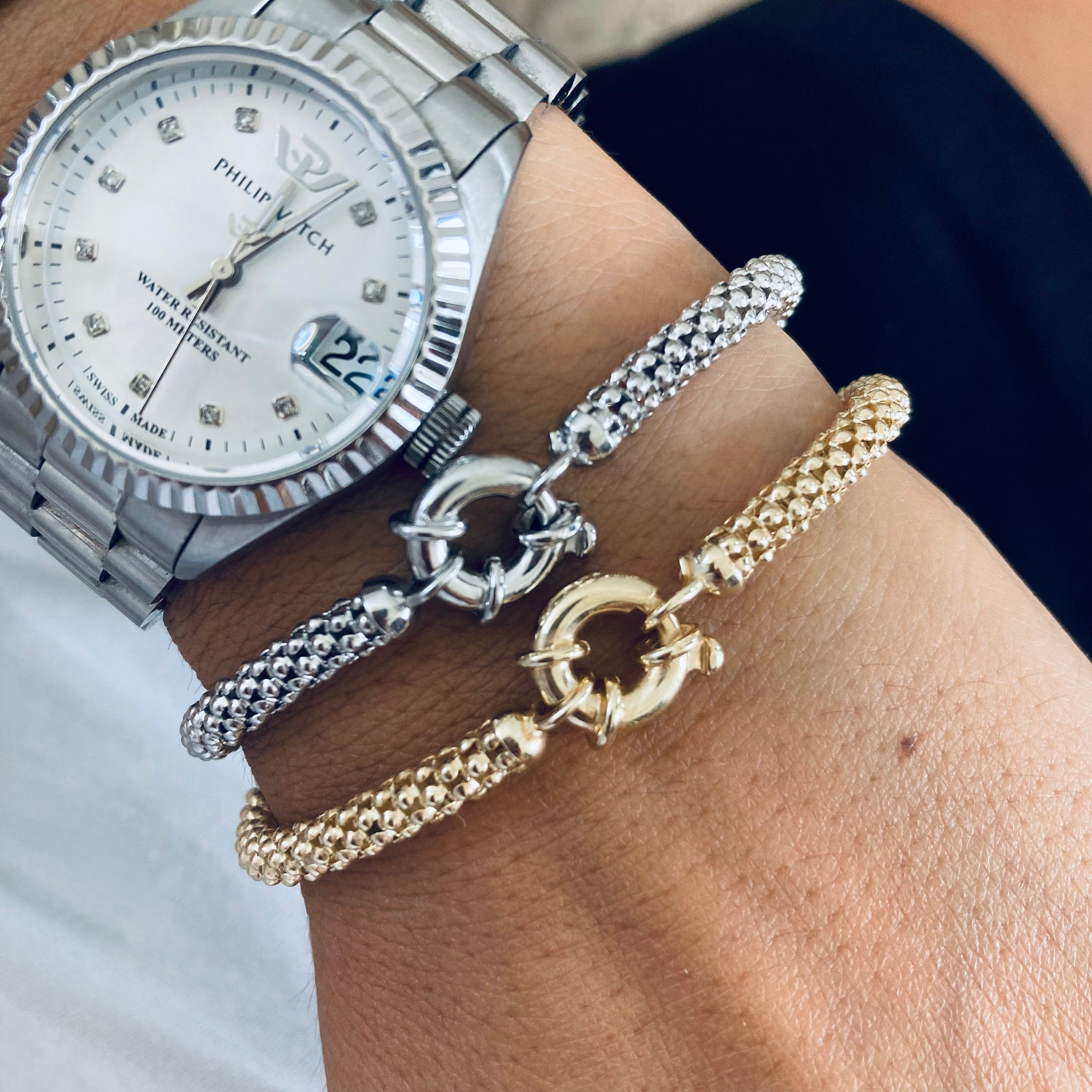 bracciale Pop Corn  con chiusura a timone in argento 925. RabiosaJewels 