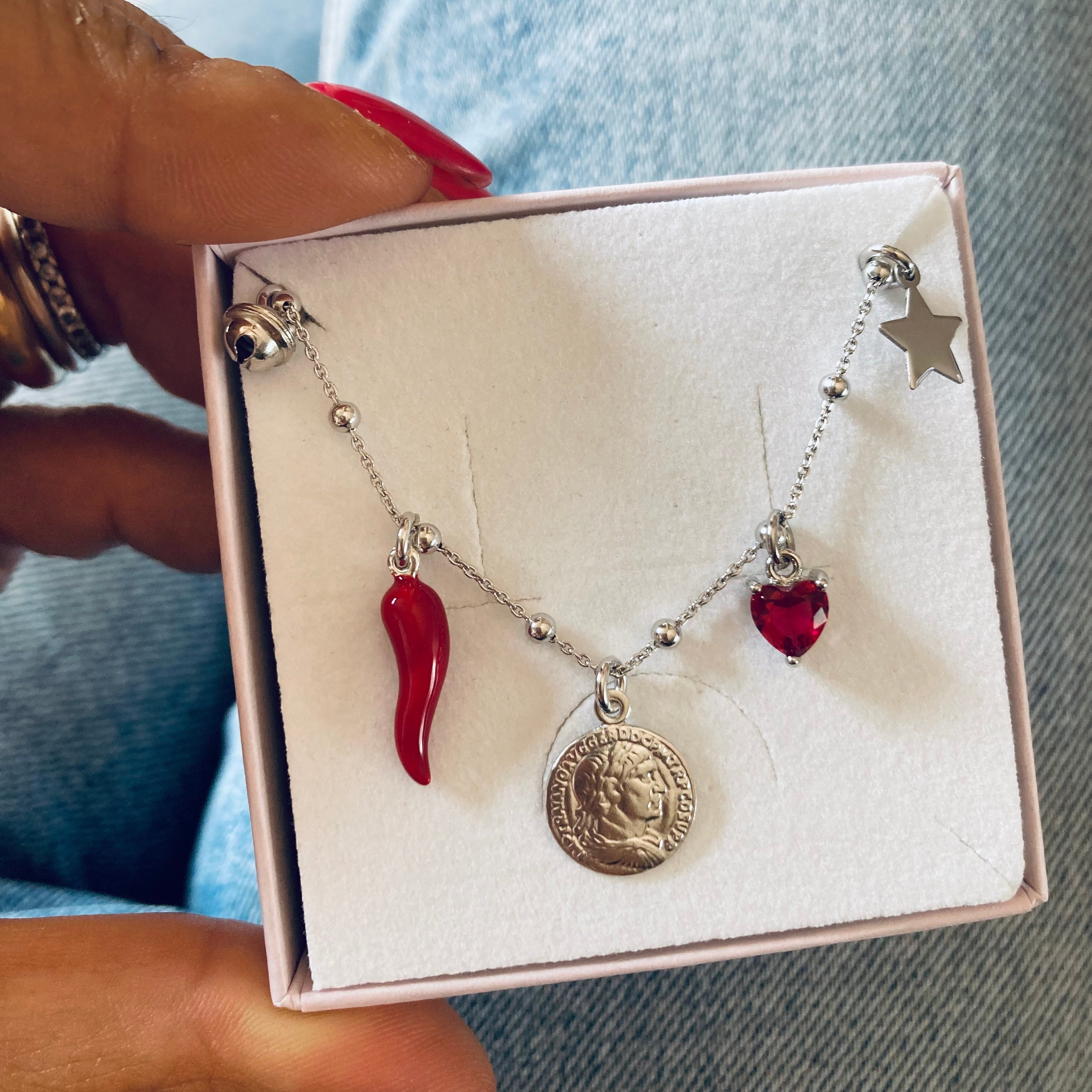 bracciale Ti Auguro in argento 925 versione rossa. RabiosaJewels