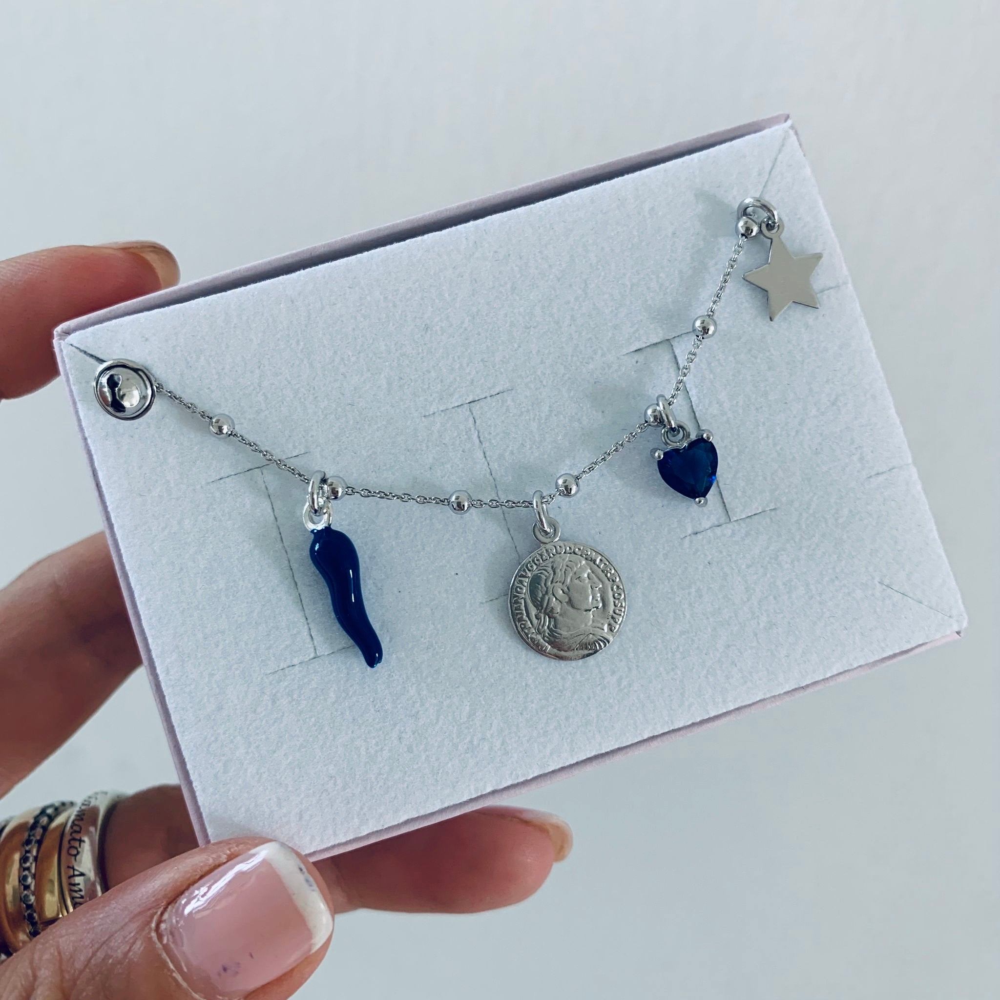 bracciale Ti Auguro in argento 925 versione blu. RabiosaJewels 