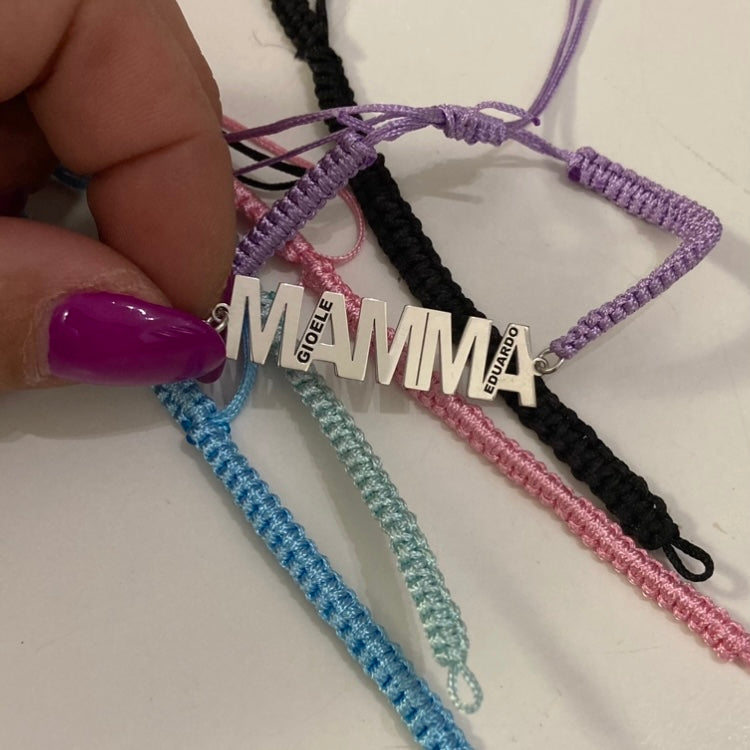 bracciale mamma con incisione nomi figli in argento 925. Rabiosajewels 