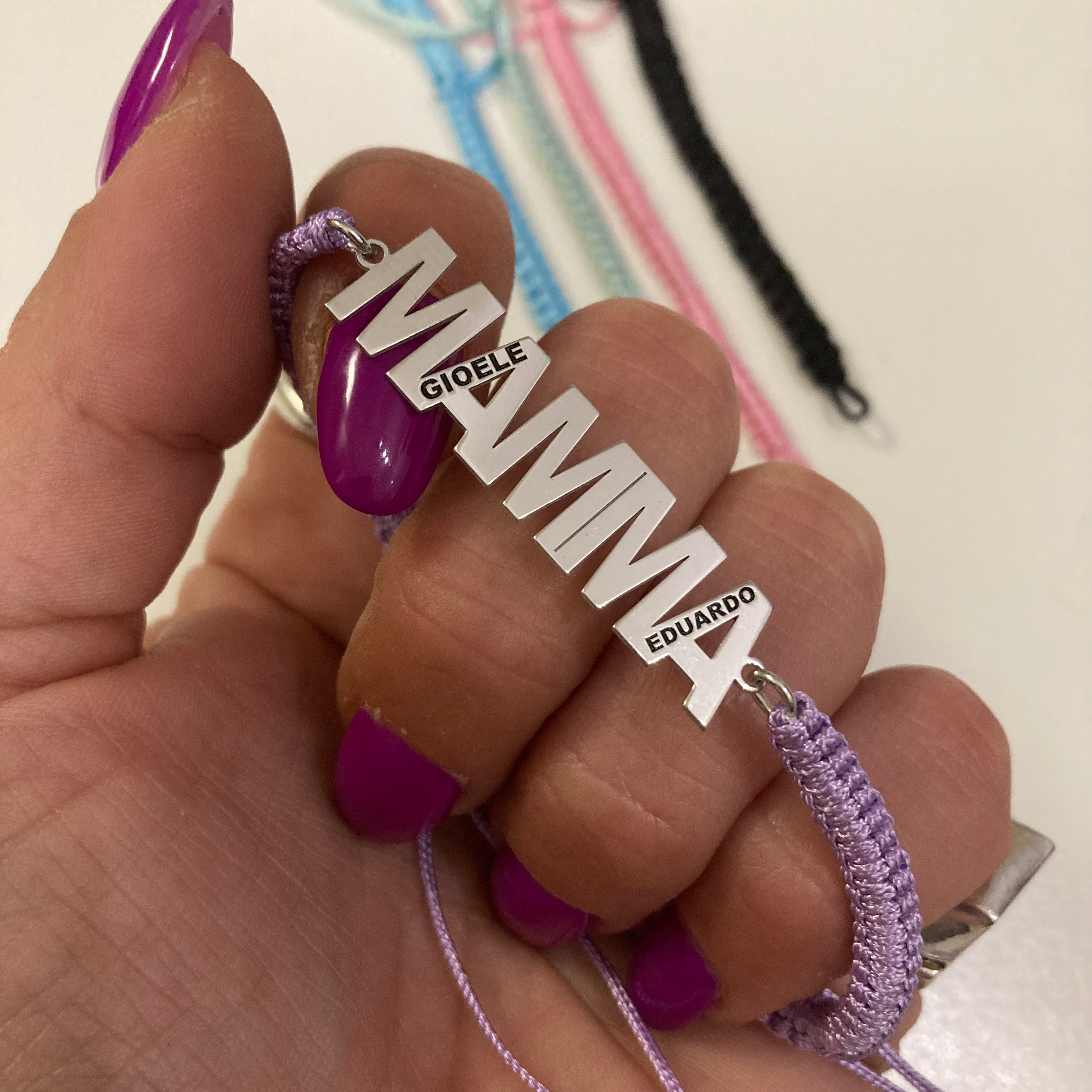bracciale mamma con incisione nomi figli in argento 925. Rabiosajewels 