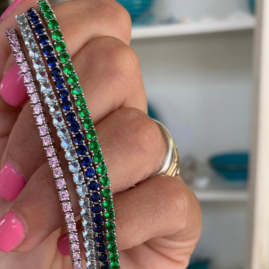 bracciali tennis con zirconi colorati in argento 925. RabiosaJewels 