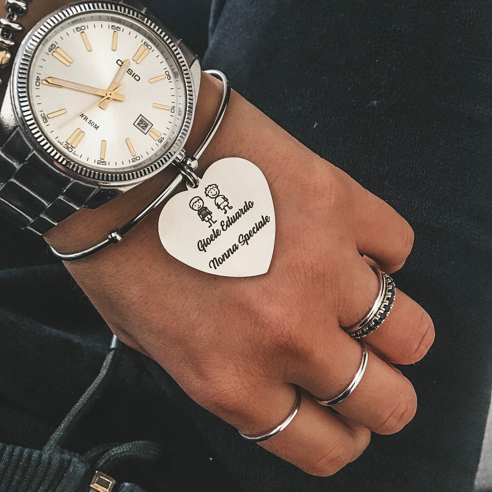 Bracciale Rigido con Ciondolo PERSONALIZZATO (4167556005951)