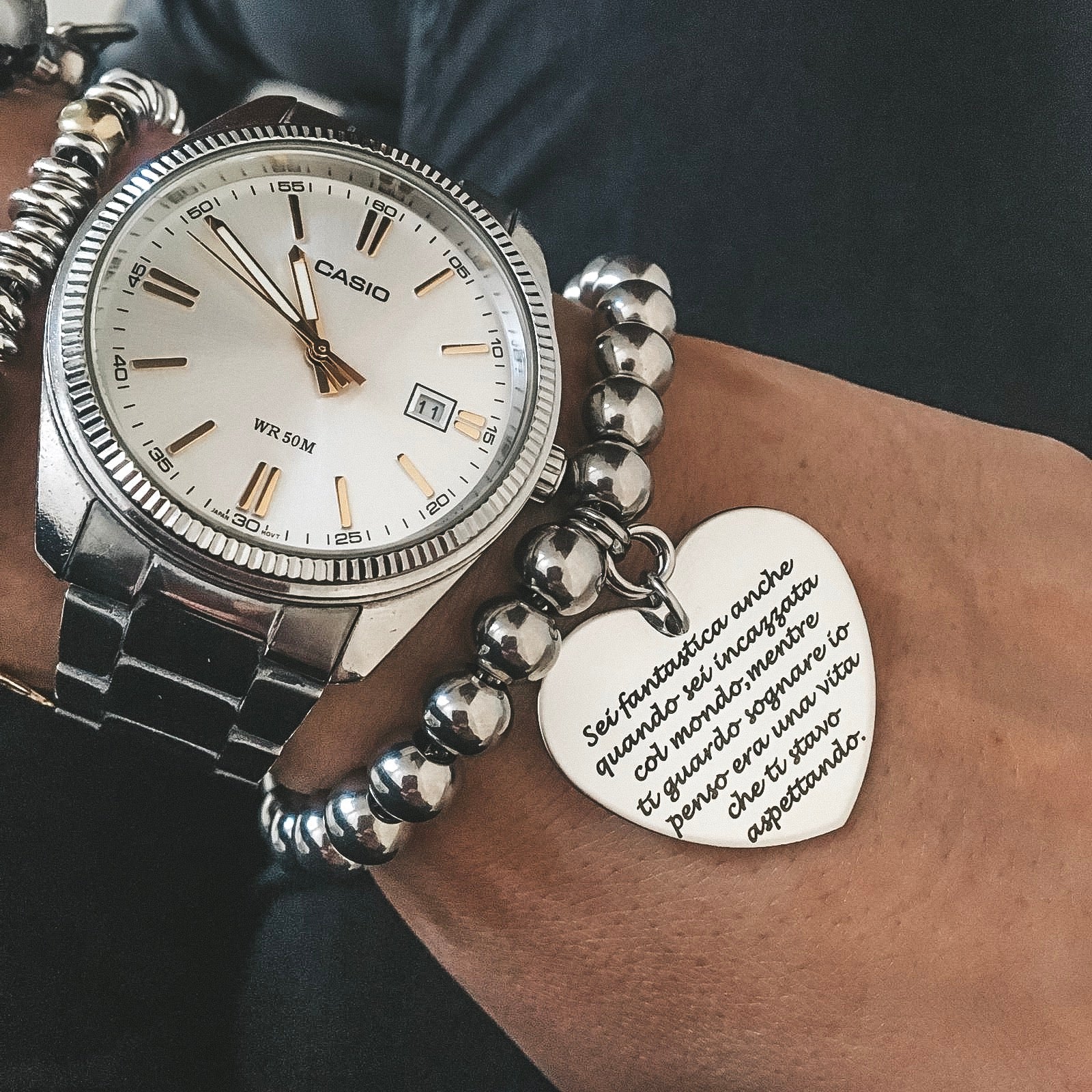 Bracciale Sfere con Ciondolo PERSONALIZZATO (4167563739199)