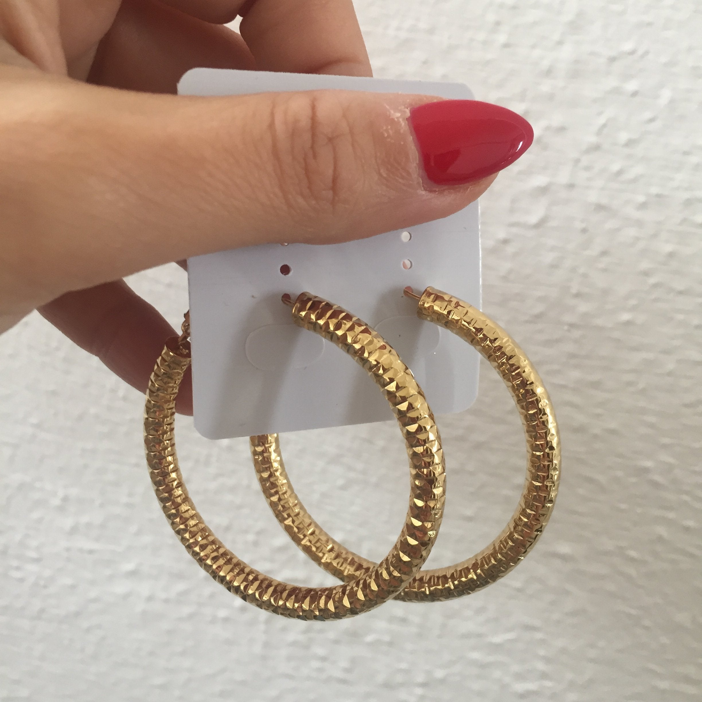 Cerchi martellati. 5cm. acciaio. gold. rabiosajewels. steel hoop (4383447613503)