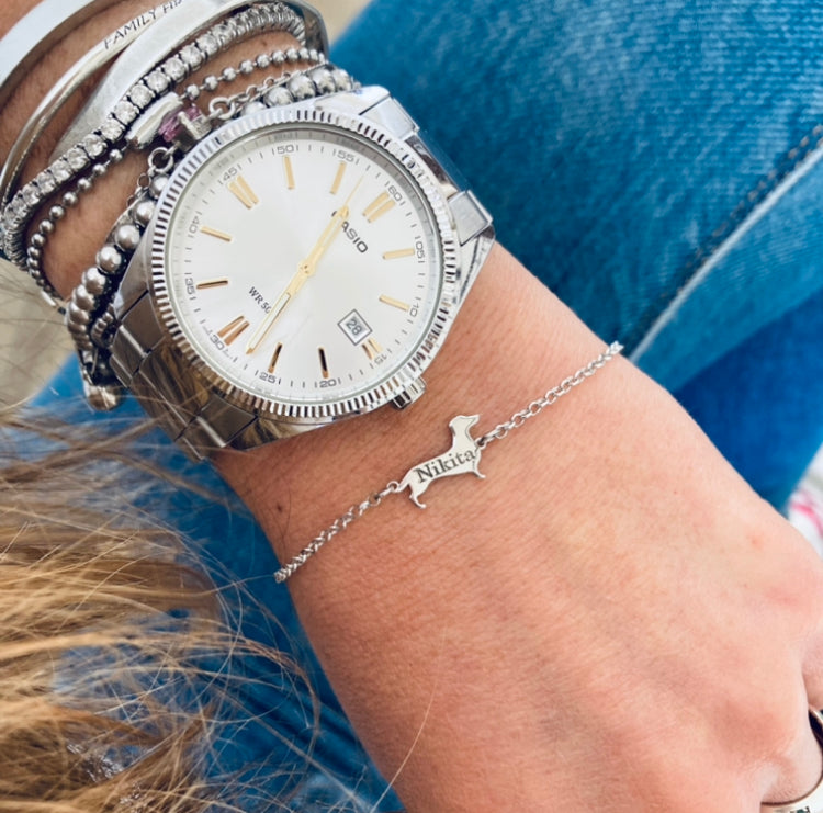 RabiosaJewels. bracciale bassotto con incisione personalizzata. argento 925