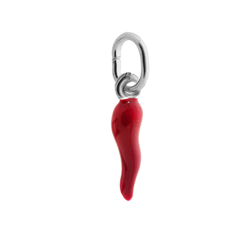 RabiosaJewels. Ciondolo portafortuna corno rosso napoletano. Argento 925 nikelfree anallergico. dimensione 1 cm.