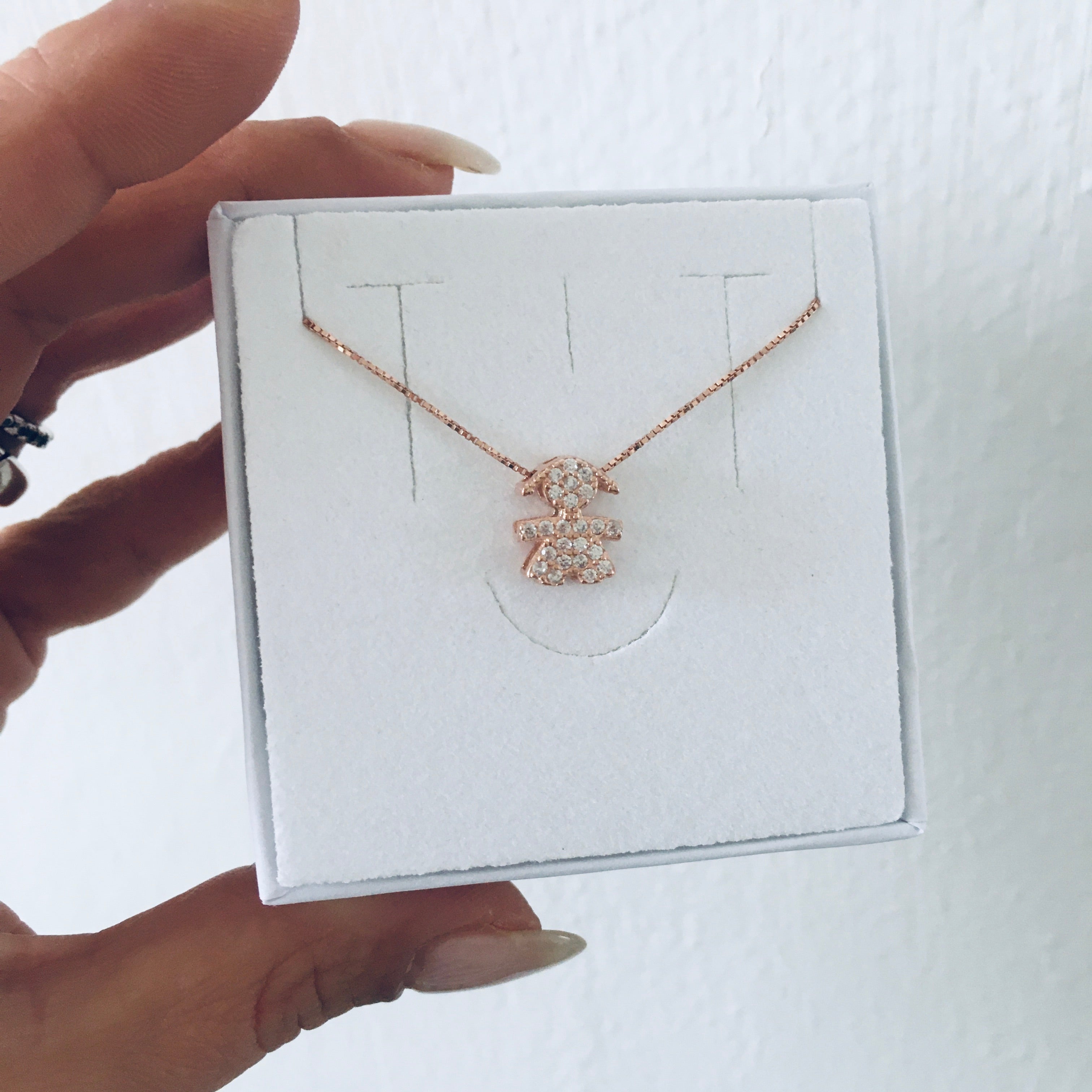 RabiosaJewels. Collana Baby amorini con un soggetto in versione rosé. argento 925