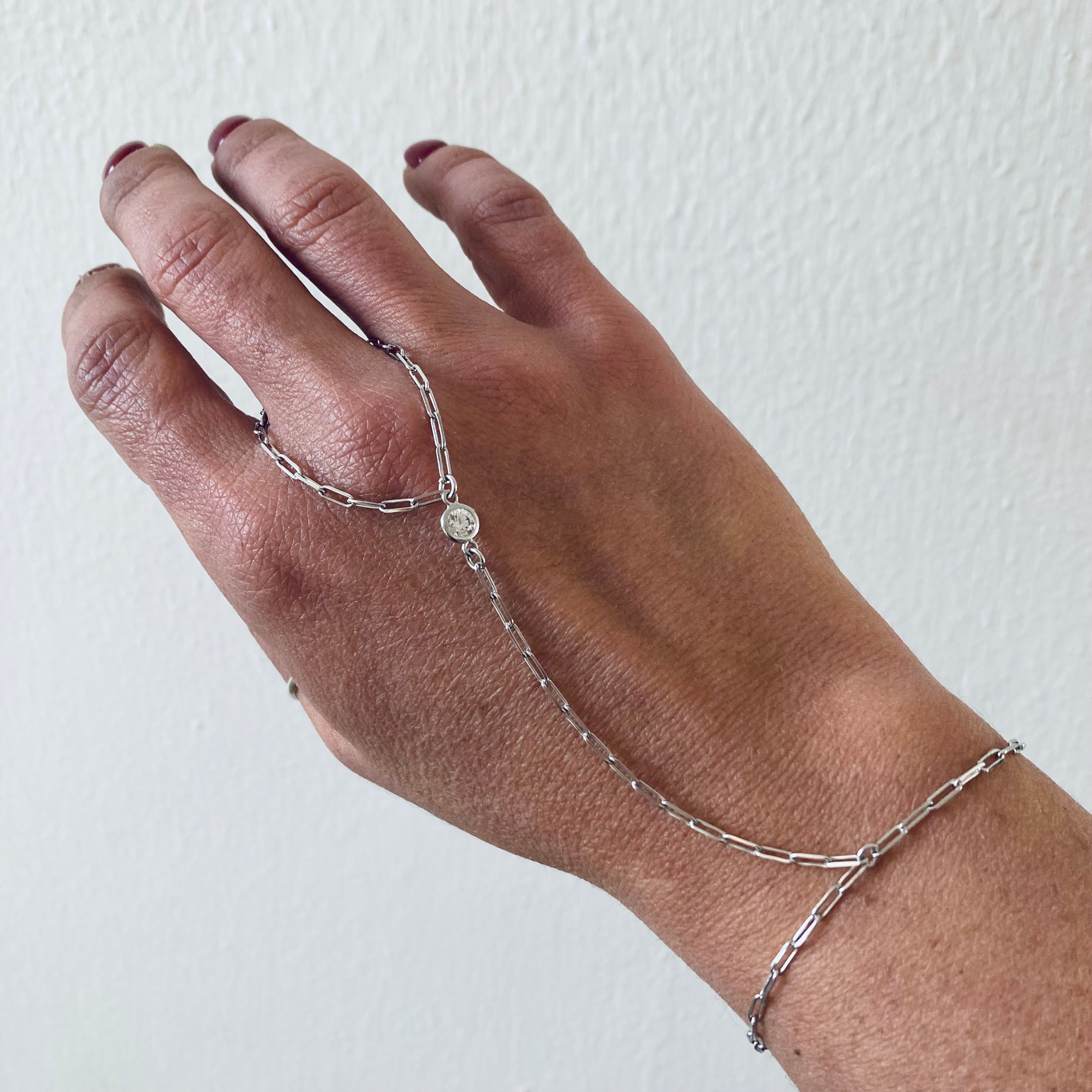 Baciamano Bracciale In Argento 925 Rodiato Fatto A Mano - Catena Regolabile 20 Cm, Anallergico, Made In Italy