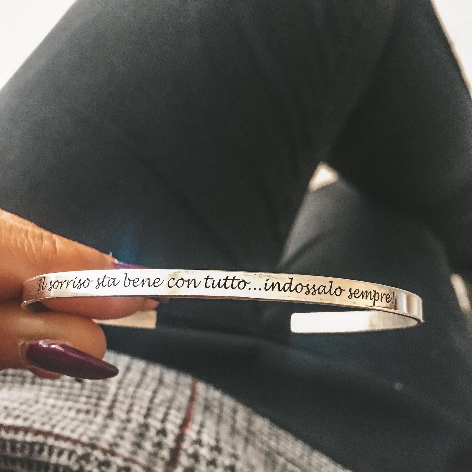 Rabiosajewels. bracciale rigido modello schiava. 4/5 mm. personalizzato. Il Sorriso sta bene su tutto..indossalo sempre! argento 925 (4526021443647)