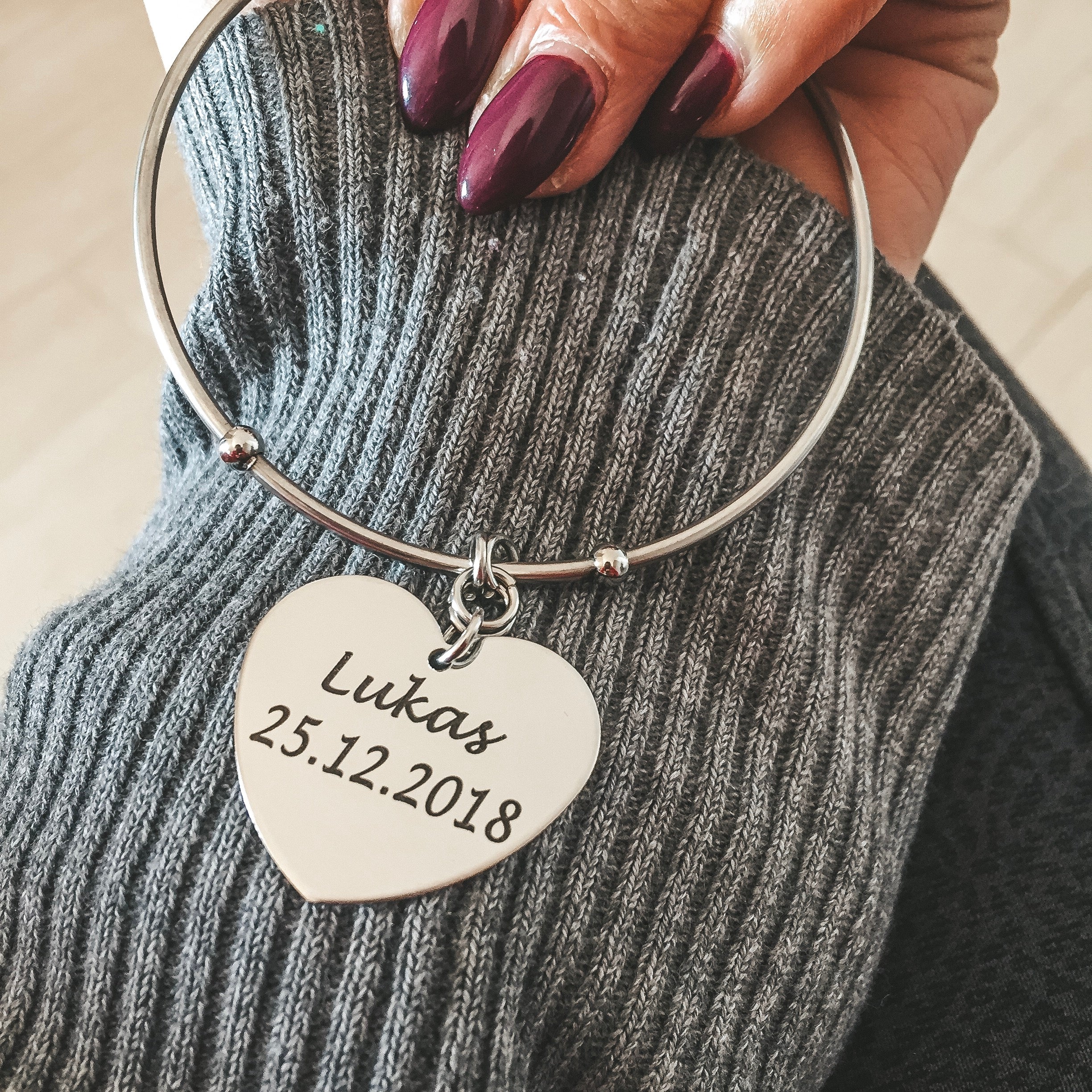 Bracciale Rigido con Ciondolo PERSONALIZZATO (4167556005951)