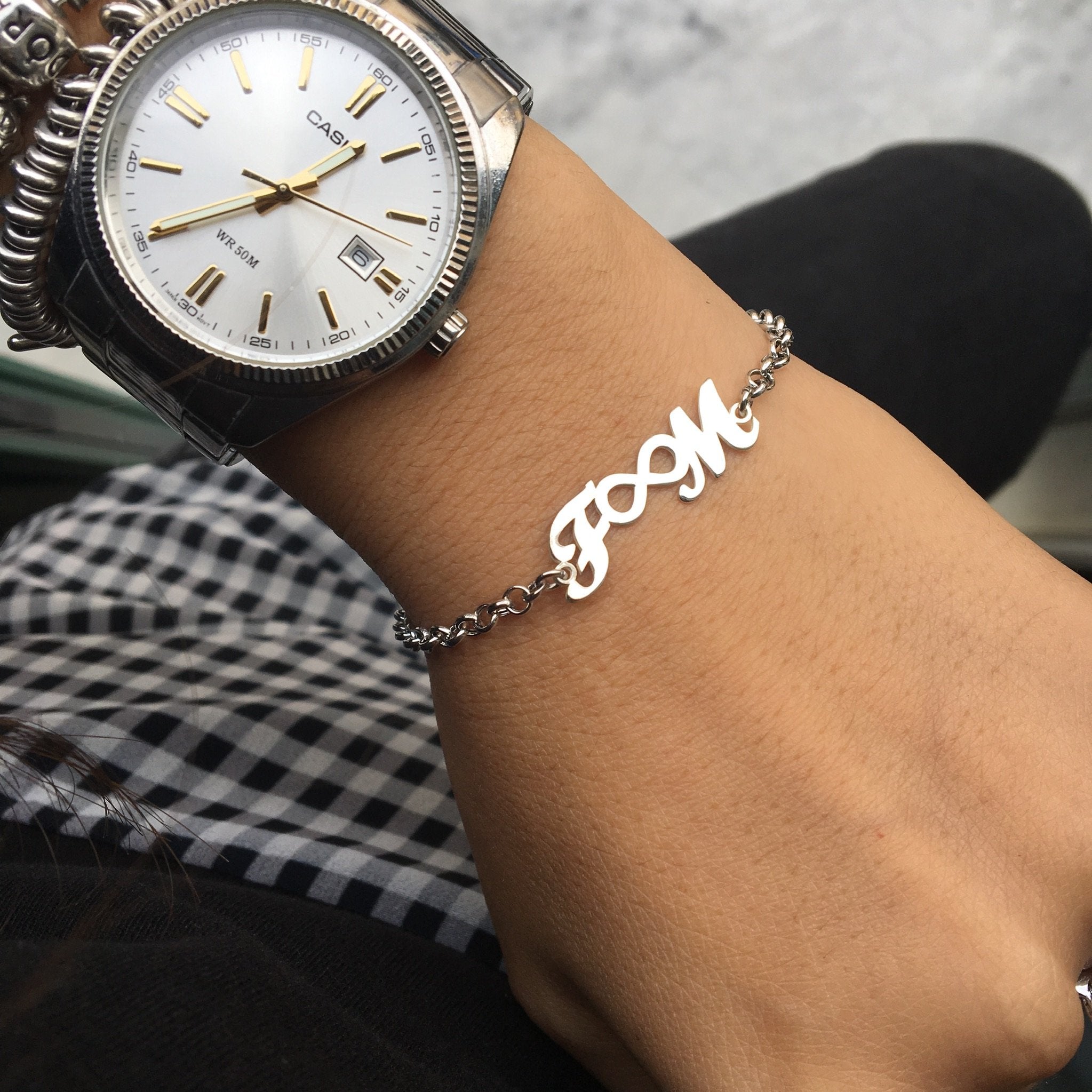 bracciale nome. argento 925. silver. bracciale personalizzato. rabiosajewels (4391200653375)