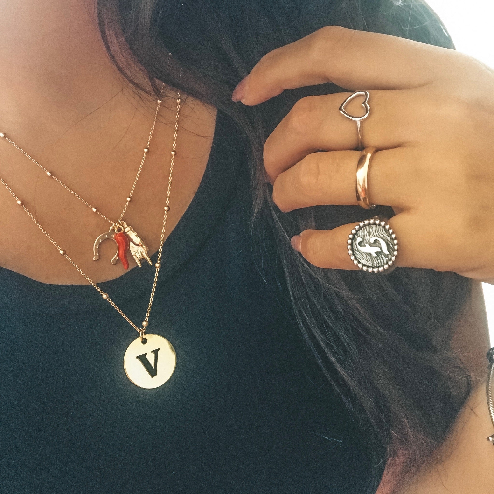 collana ciondolo traforato. argento 925. collana rosario. gold. rabiosajewels (4380009726015)