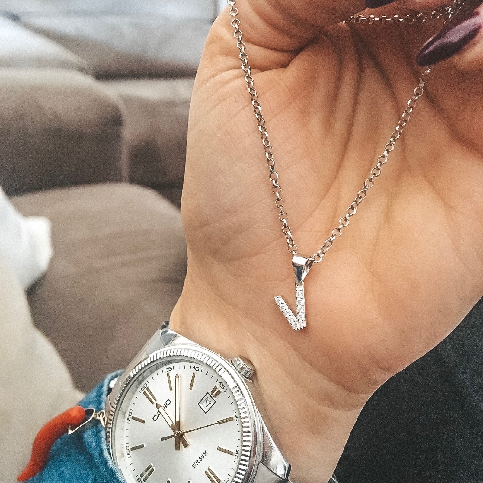 collana lettering. collana iniziale. charms lettera. silver.lettera zirconata. rabiosajewels (4384063750207)