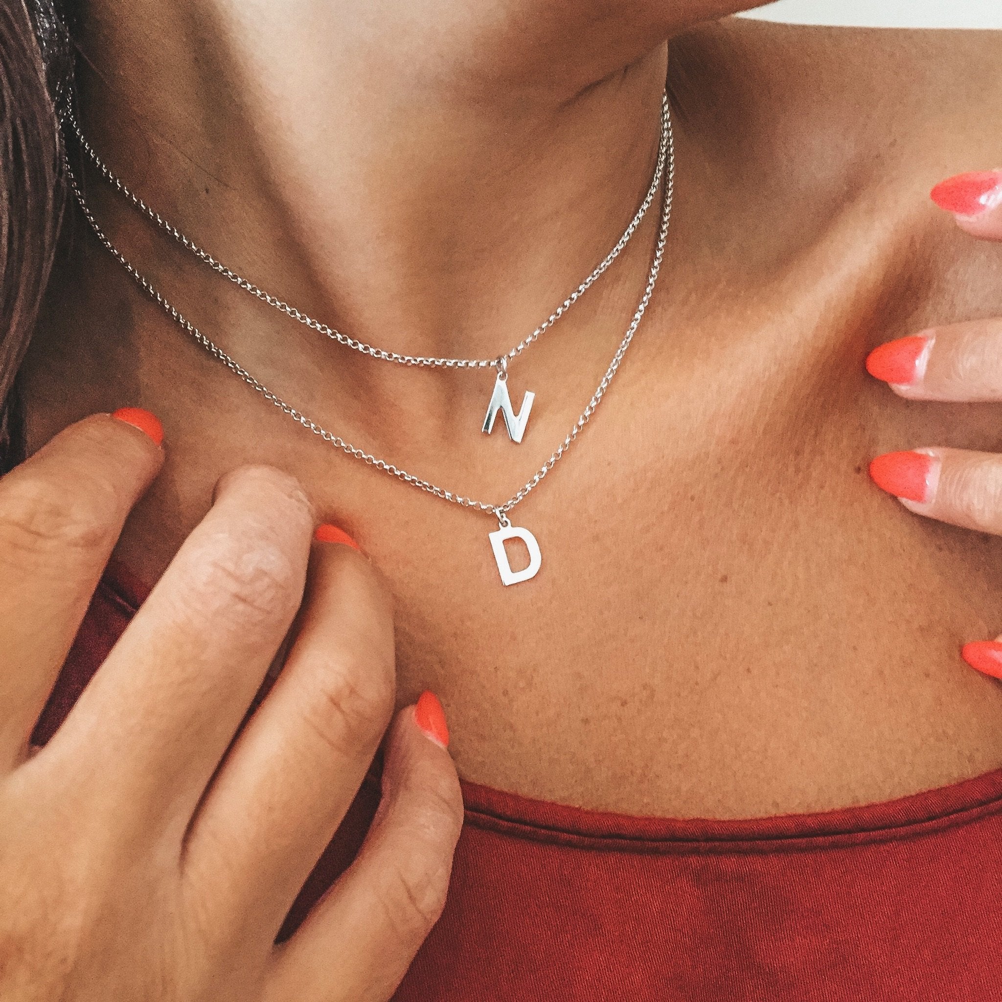 collana lettering. collana iniziale. charms lettera. silver. rabiosajewels (4384063750207)