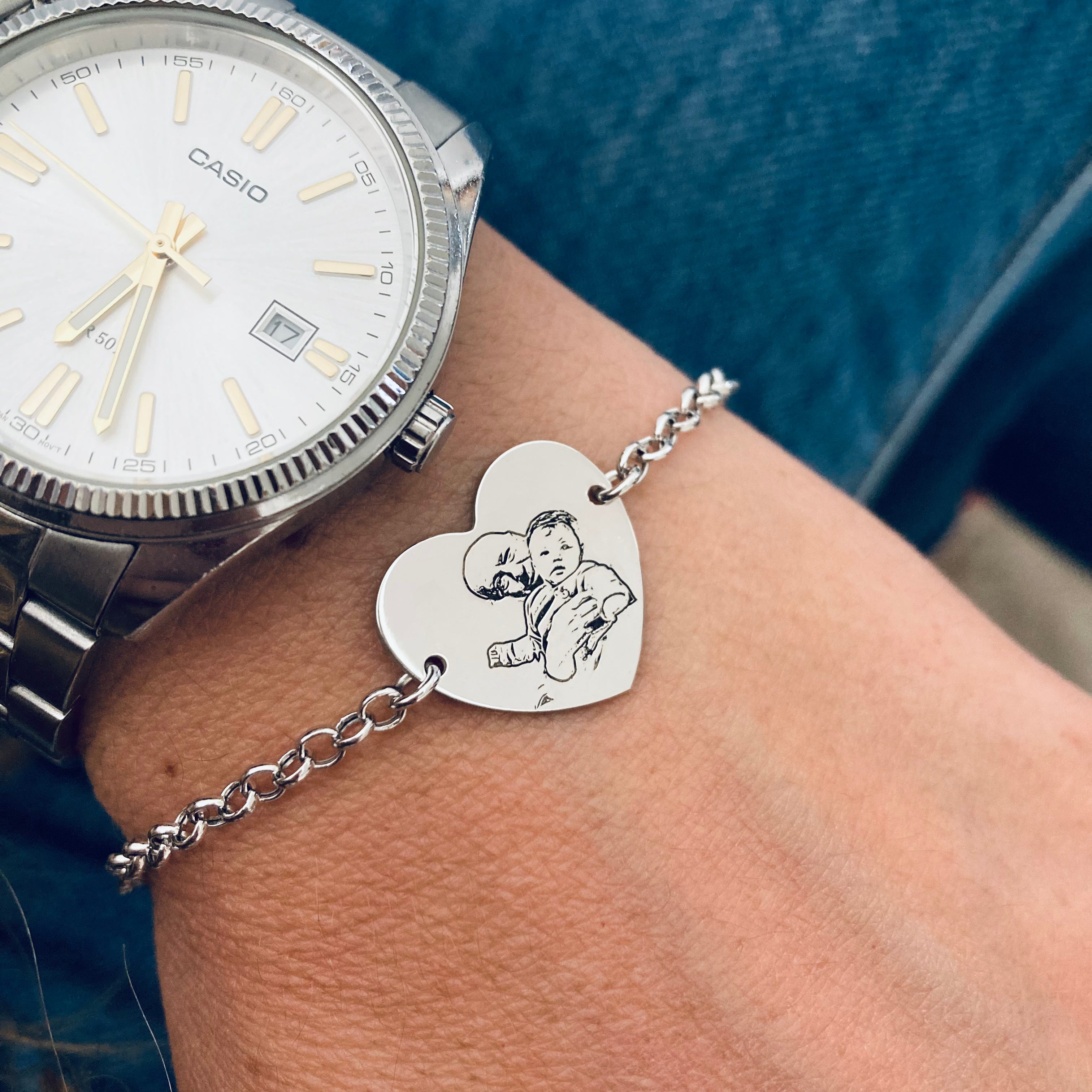 bracciale con incisione di foto. fotoritratto. argento925. RabiosaJewels 