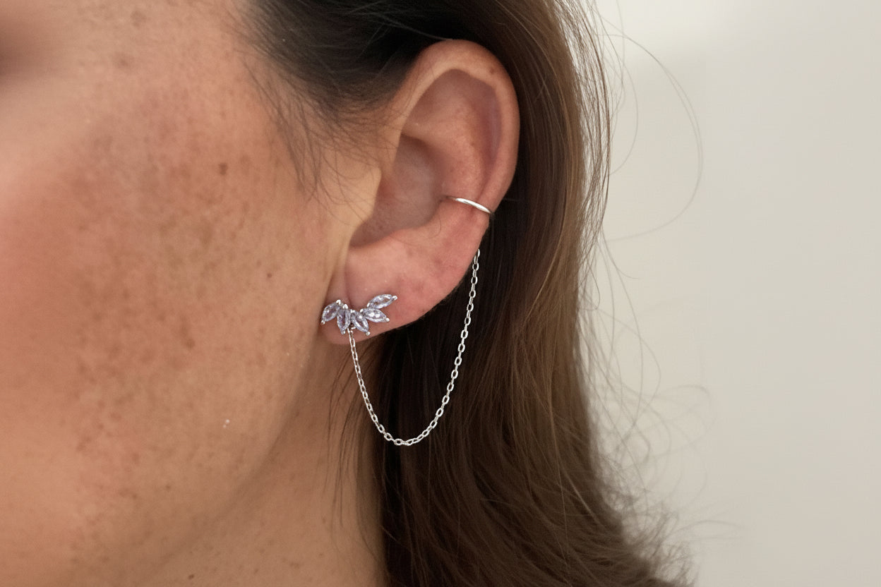 Mono Orecchino PETALI ZIRCONI con earcuff