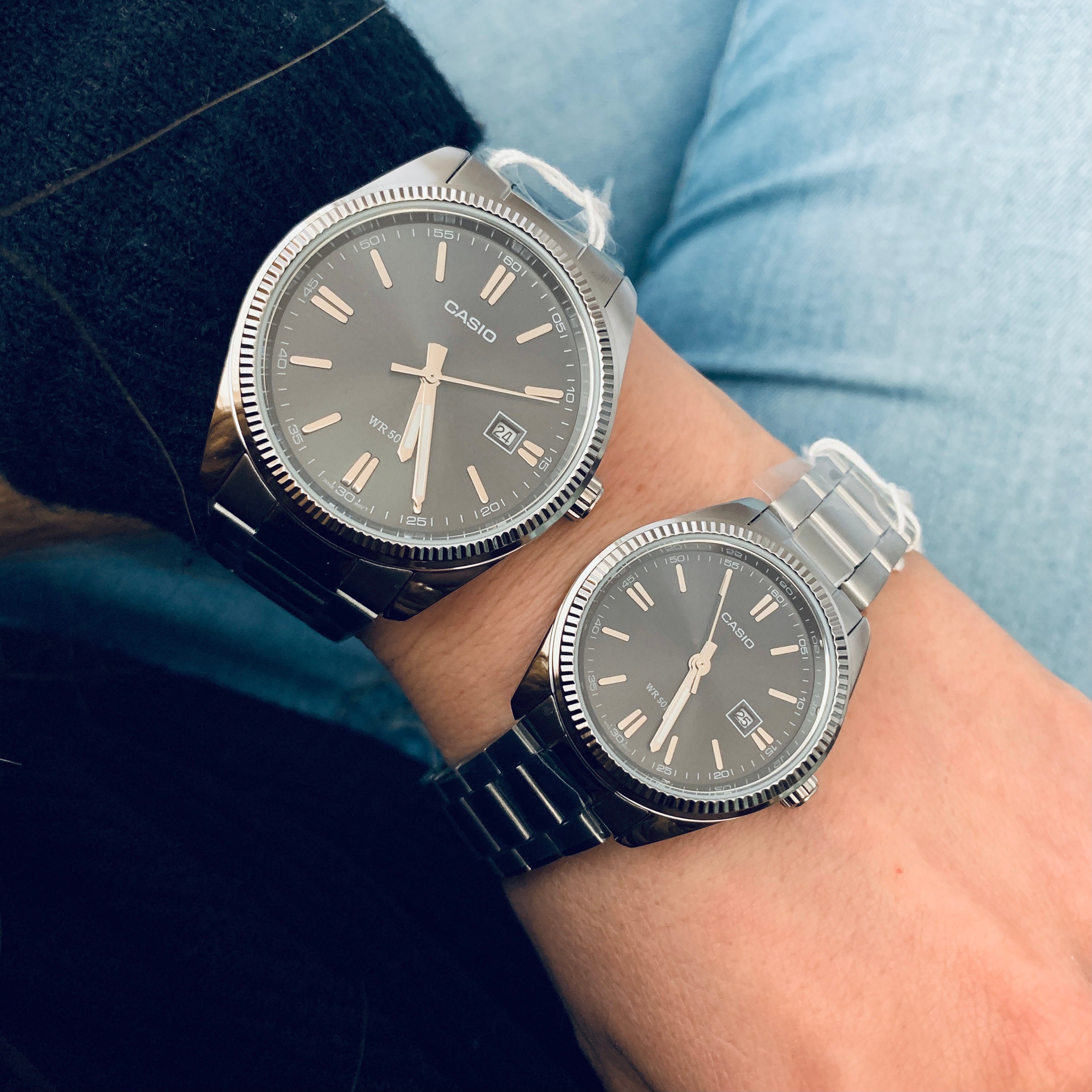casio con quadrante nero e segnatempo silver. cassa da 30 mm o da 39 mm