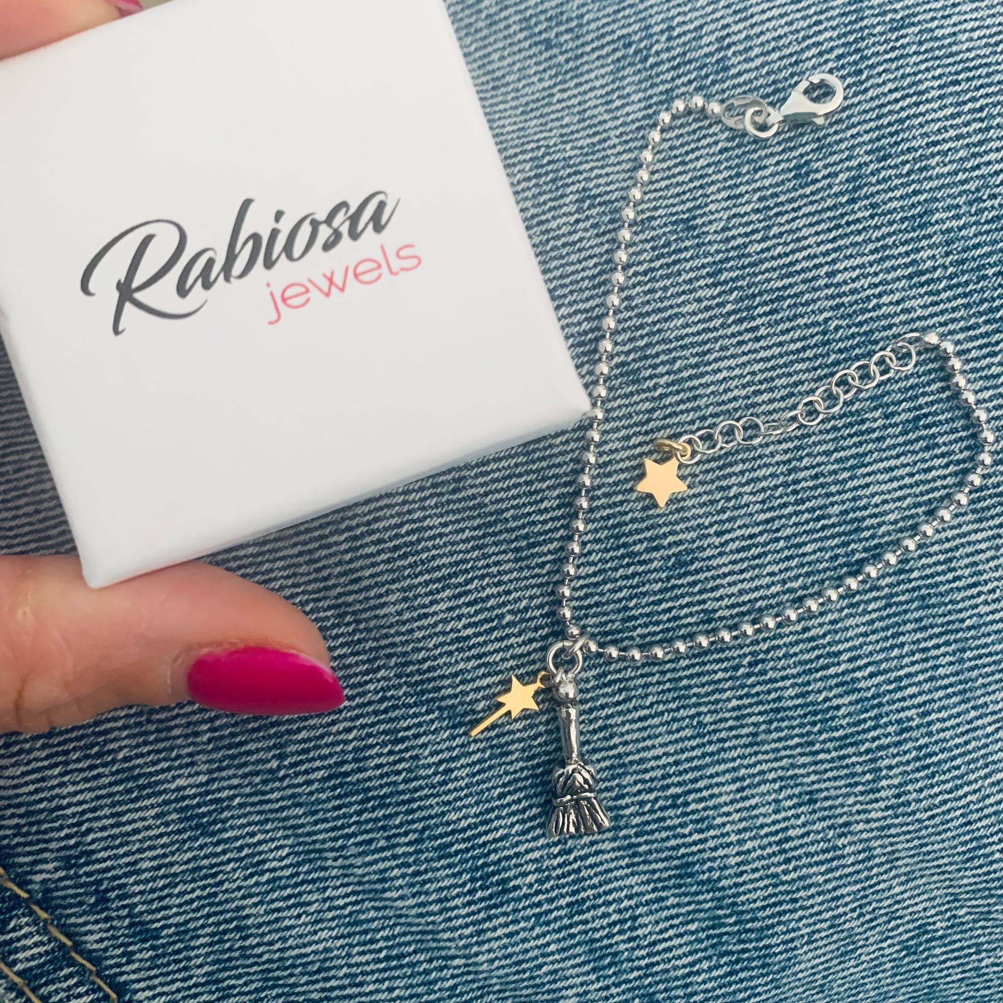bracciale scopa saggina per scacciare le negatività. argento 925. RabiosaJewels