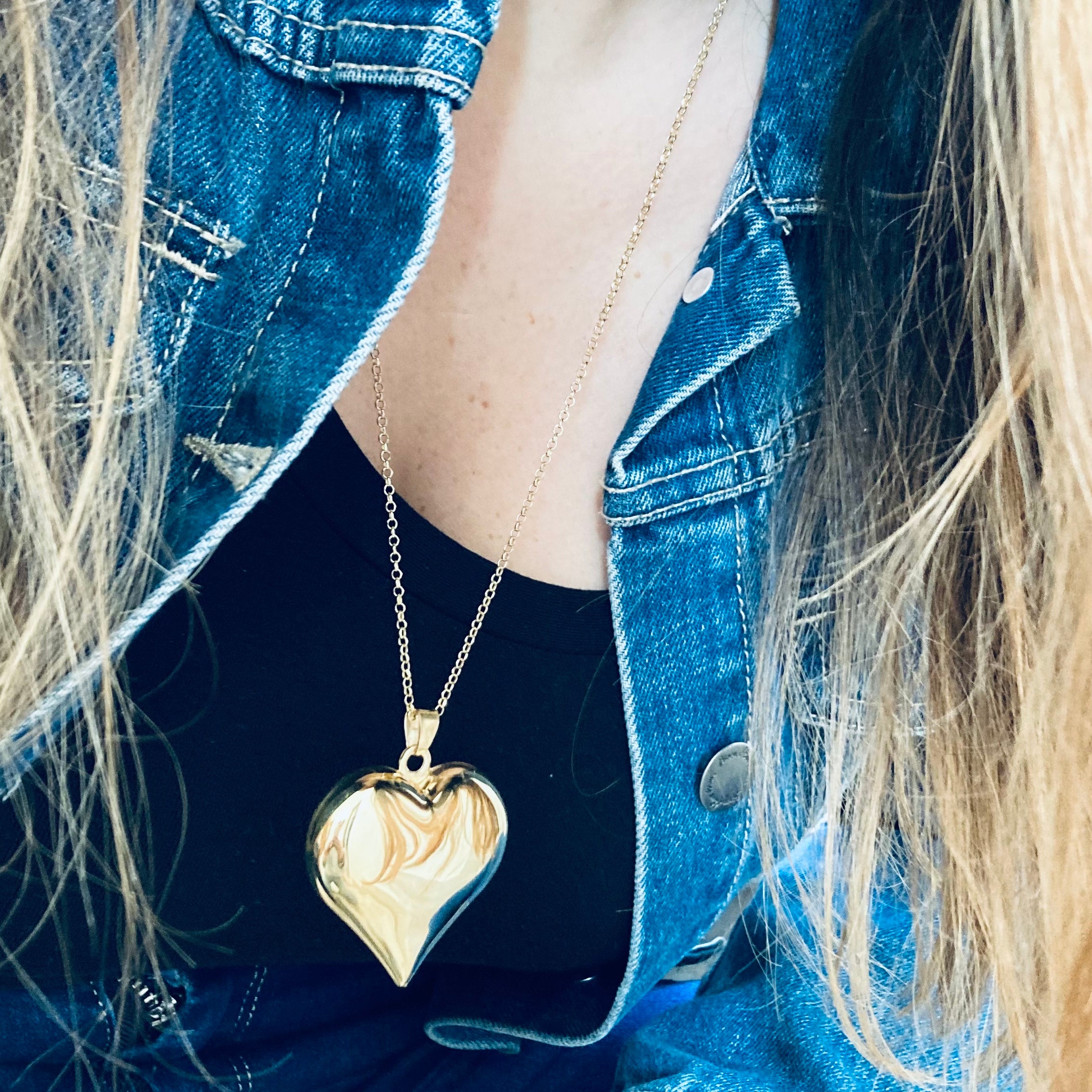 collana maxi cuore bombato in argento 925 di RabiosaJewels
