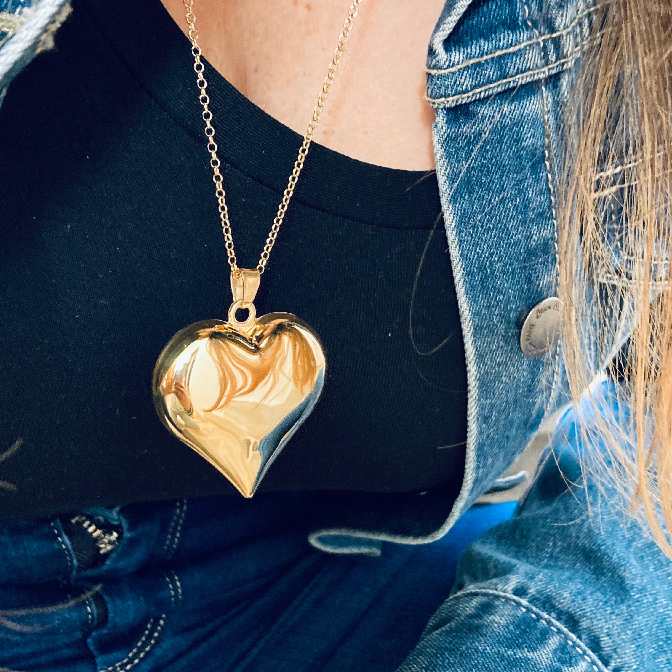 collana maxi cuore bombato in argento 925 di RabiosaJewels