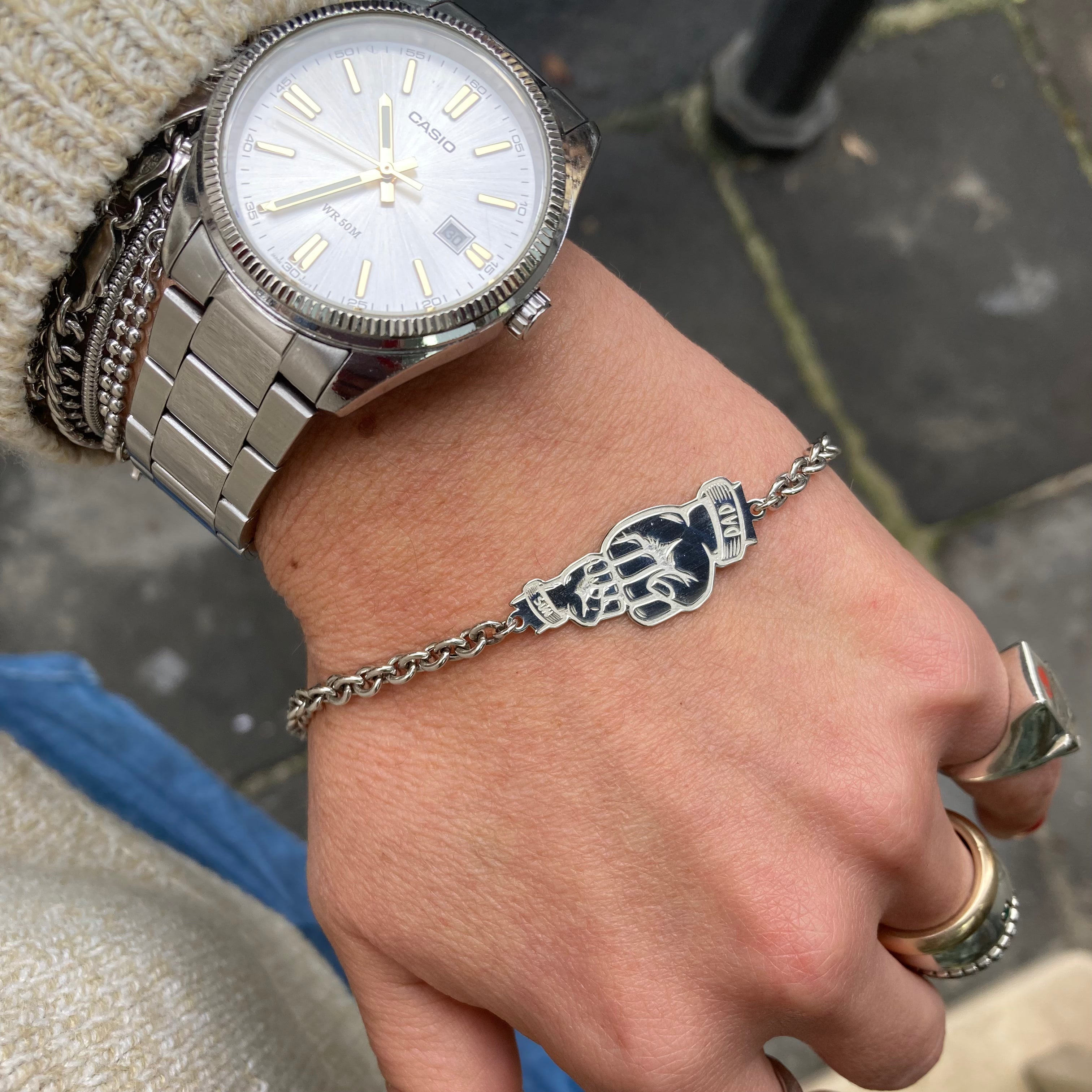 bracciale pugno papà e figlio in argento 925 di RabiosaJewels 