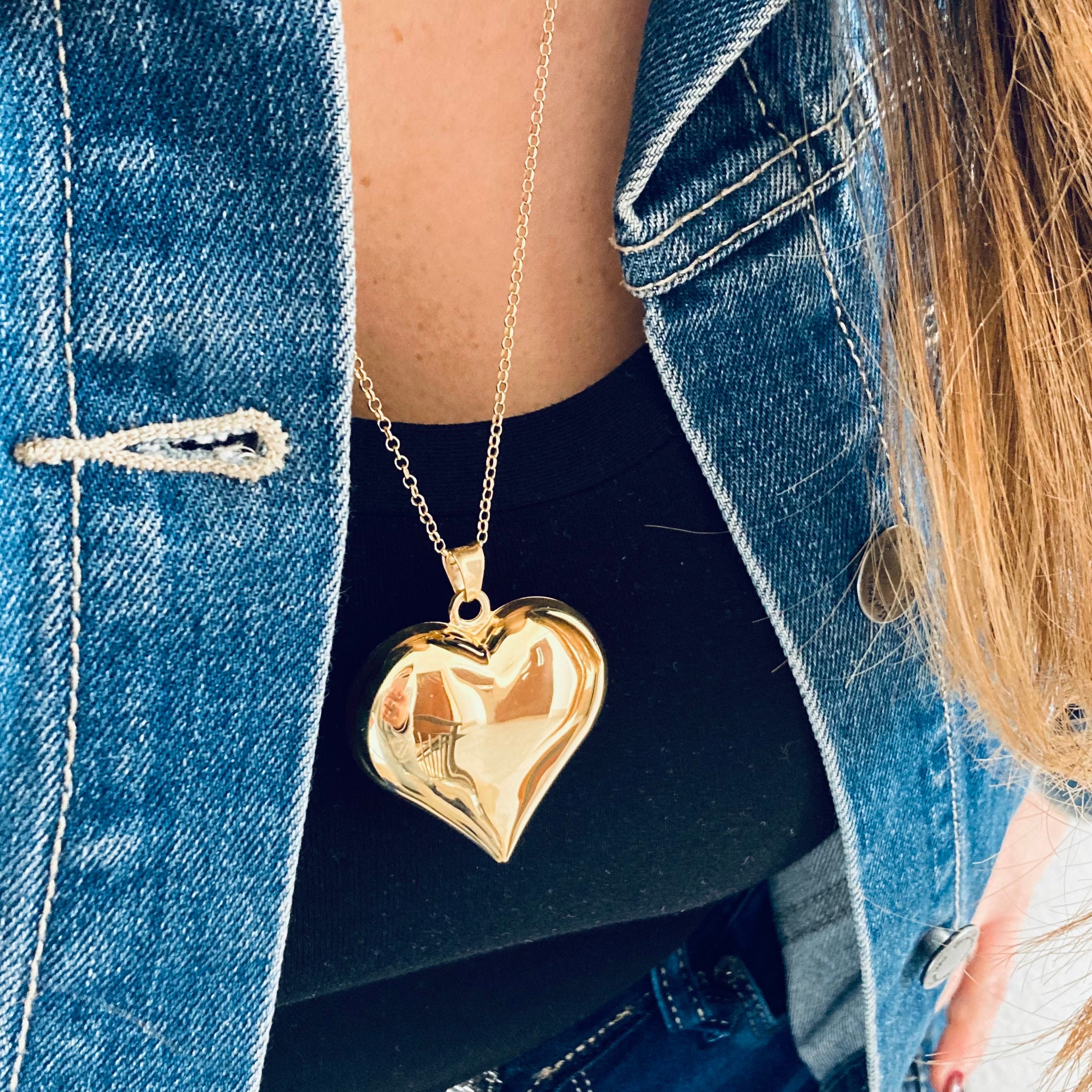 collana maxi cuore bombato in argento 925 di RabiosaJewels