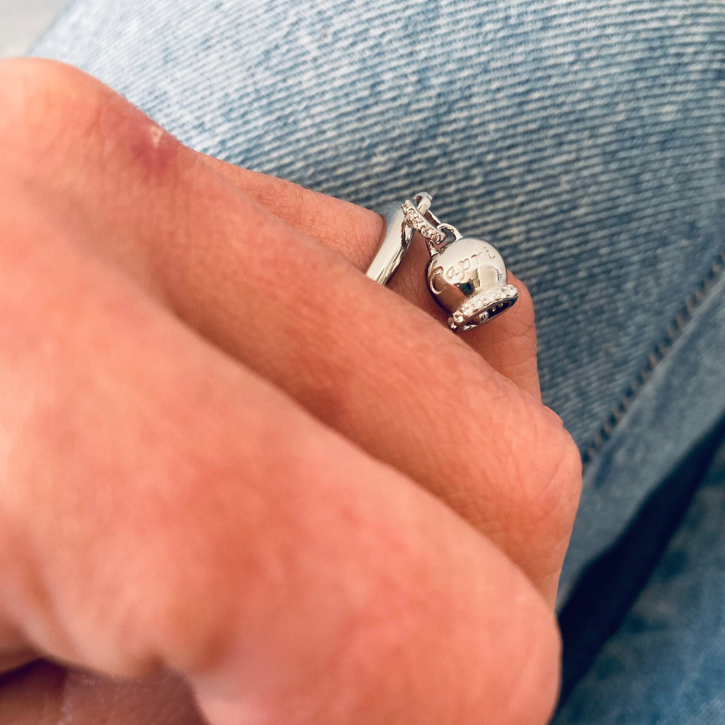 anello campanella di Capri in argento 925 con giro di zirconi. RabiosaJewels