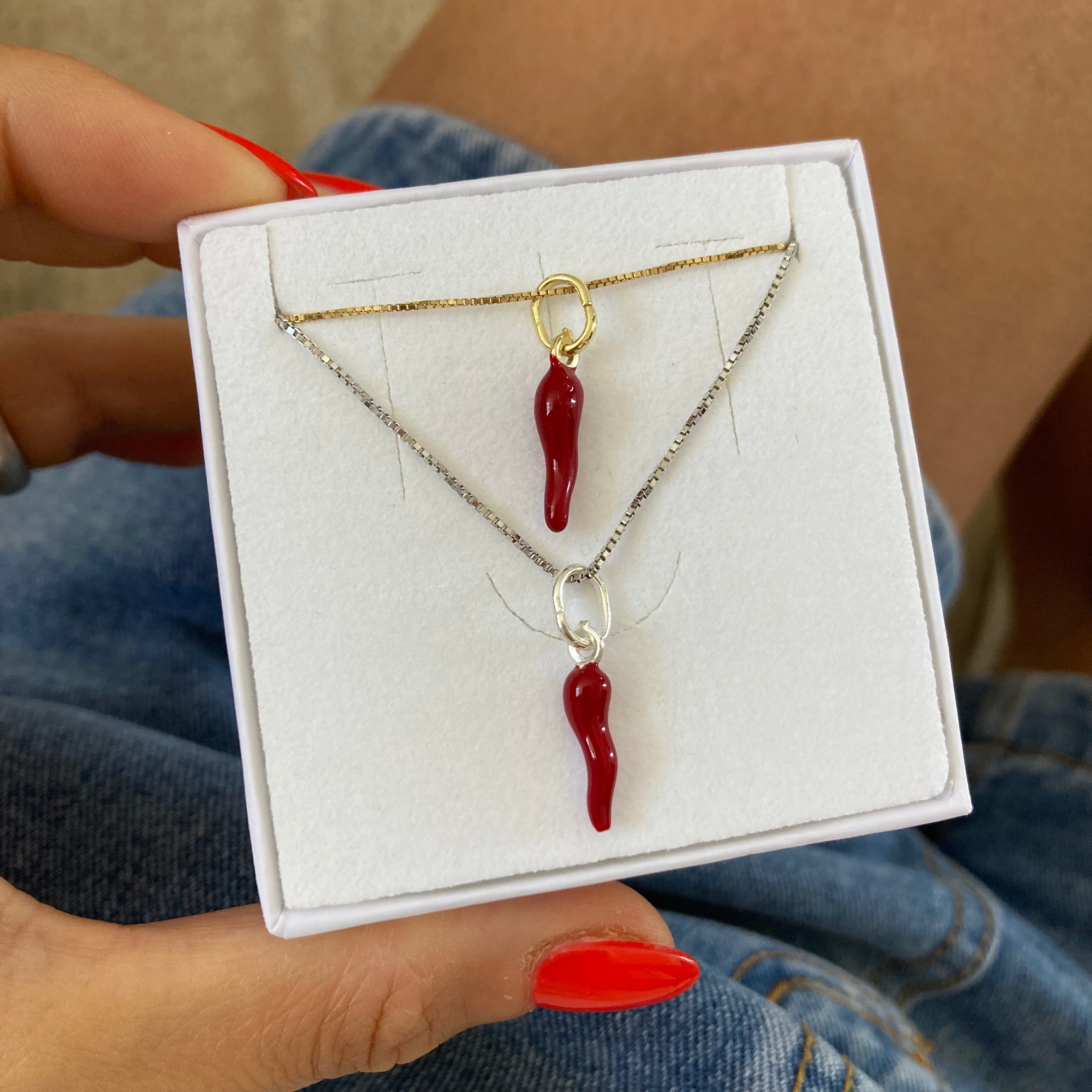 collana cornetto rosso. argento 925. rabiosajewels 