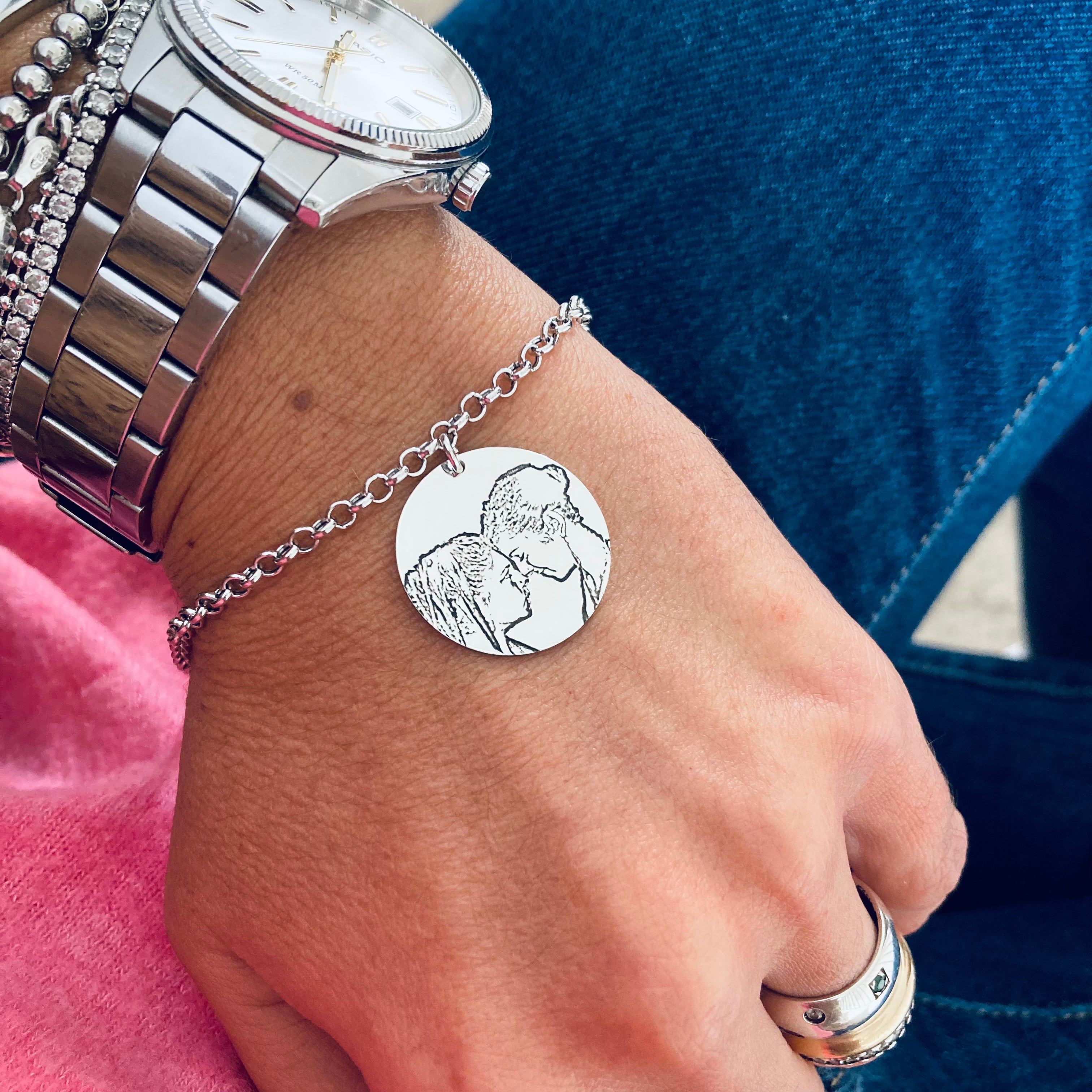 bracciale fotoritratto con ciondolo pendente. argento 925. RabiosaJewels 
